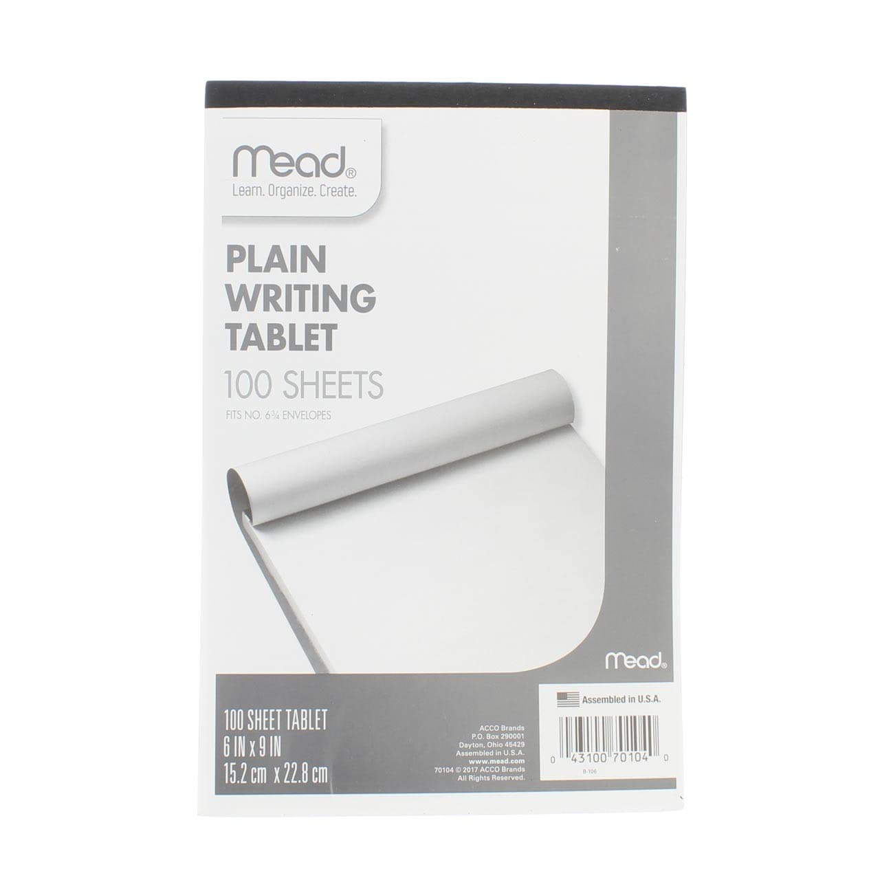 Mead 6X9 Plain Writing Tablet - 6 Pack, 70104 Lined Notebook Paper for School, Office & Note Taking | Perfect for Students, Professionals & Journaling | Ideal for Class Notes, Work Meetings, Daily Planning & Creative Writing | Great for Back to School Supplies, Business Meetings & Personal Organizers | Use for Study Notes, Office Tasks, To-Do Lists & Sketching Ideas | Perfect for Classroom, Home Office, Coffee Shop & Travel Use