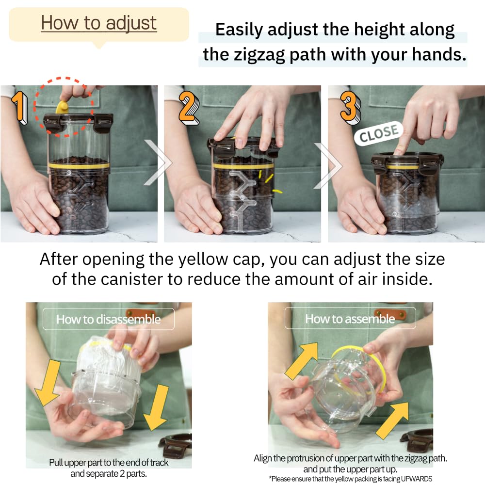 Adjustable Coffee Canister - Airtight Storage Container for Coffee Beans, Ground Coffee, Tea & Spices (Small Size) | Perfect for Kitchen, Pantry & Office Use