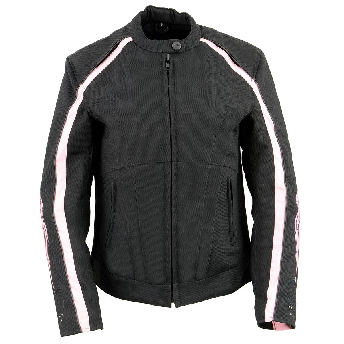 Milwaukee Leather SH1954 Women's Black Textile Motorcycle Jacket with Stud & Wings Detailing - Stylish Biker Jacket for Riding & Casual Wear