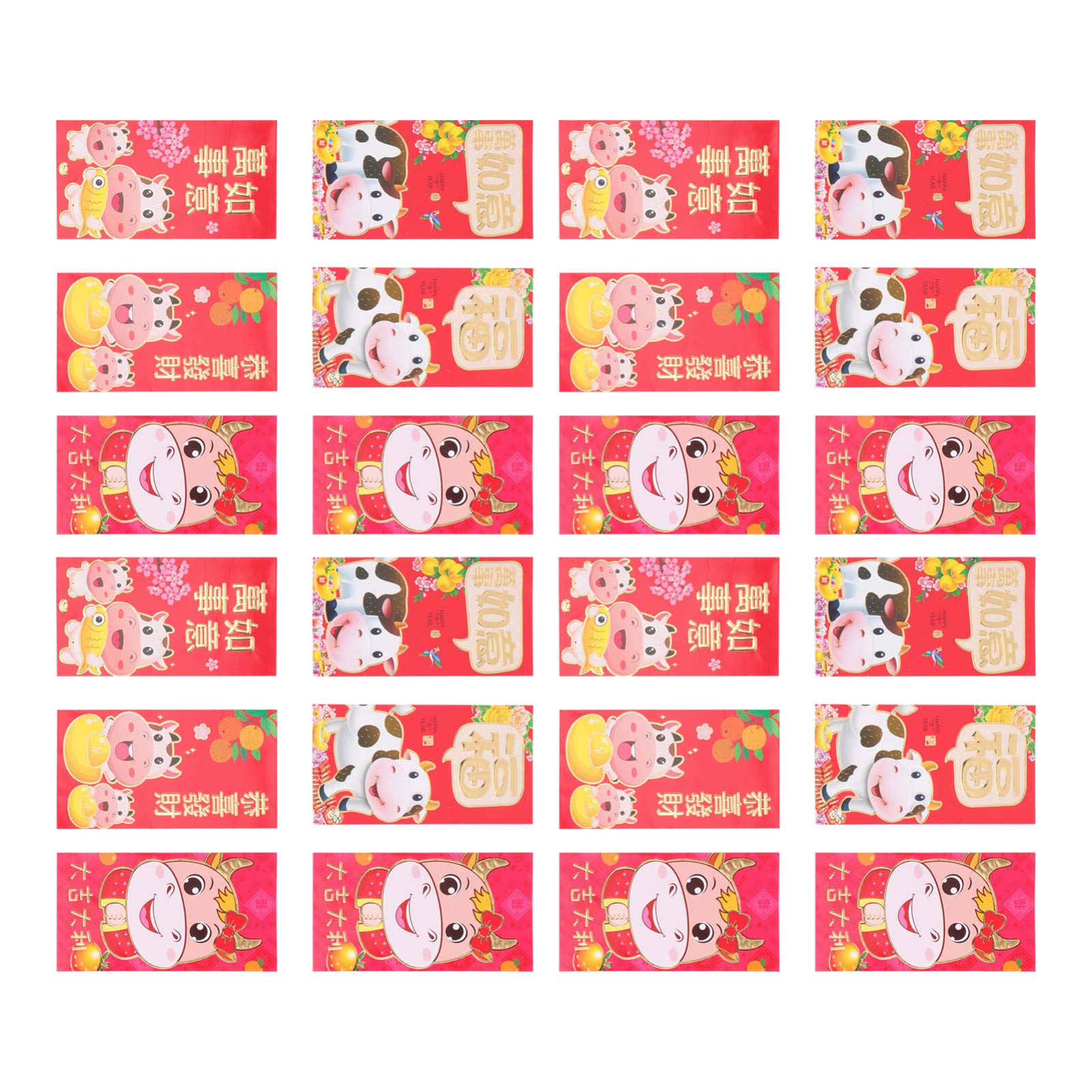 60Pcs 2021 Chinese New Year Red Envelopes - Ox Zodiac Lucky Money Packets, Hong Bao for Spring Festival Gifts, Chinese New Year Decorations (Random Styles) - Perfect for Lunar New Year Celebrations, Family Reunions and Blessing Ceremonies