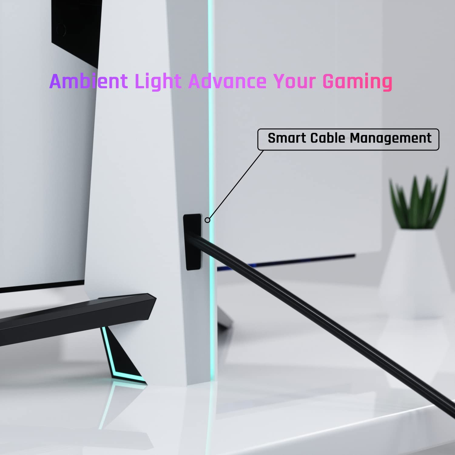 Ergonomic White Computer Monitor Stand with RGB Lighting - Adjustable Tilt (-5° to +20°), 100×100mm VESA Mount Compatible for Gaming & Office Monitors - Perfect for OLED Screens, Workstations & Home Desks