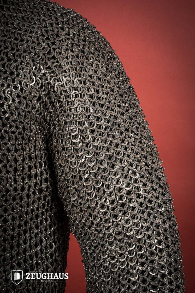 Stainless Steel Chainmail Hauberk - 9mm Flat Ring Riveted Medieval Armor for LARP, Cosplay & Historical Reenactment