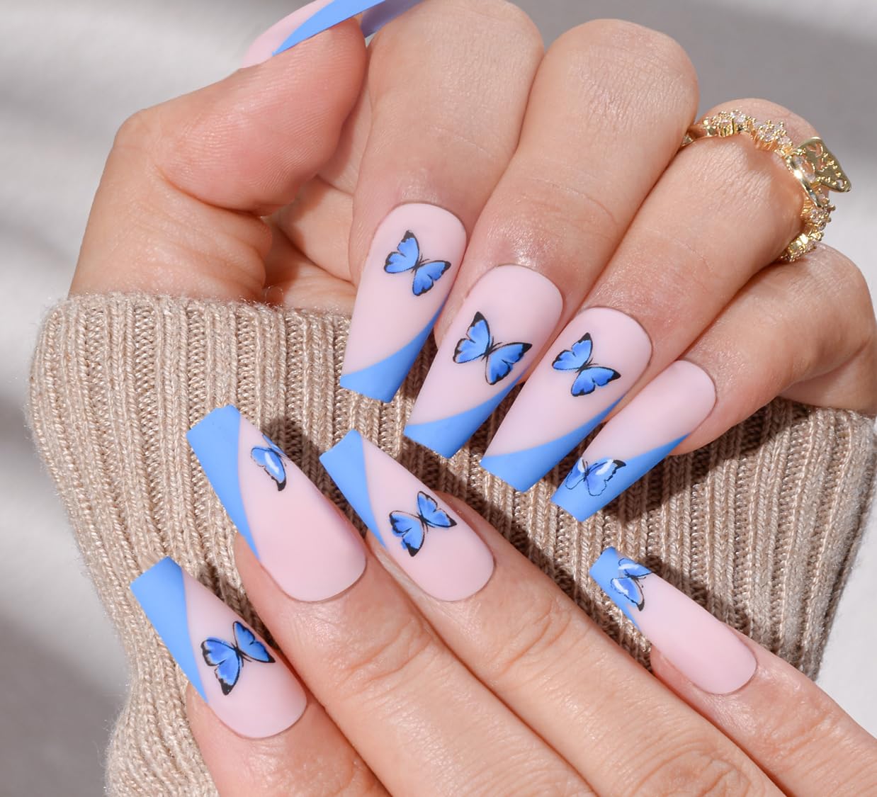 24 Pcs Reusable Press On Nails - Glitter Luxury Fake Nails with Self-Adhesive Glue, Unbreakable DIY Nail Art Kit for Women (Pack of 24) | Perfect for Parties, Weddings & Daily Wear - BKS-1258