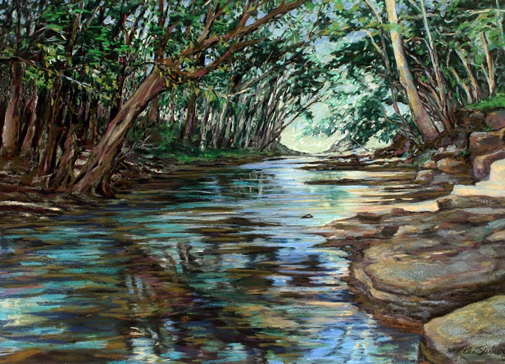 Kapaʻa Stream by Helen Turner - Hawaiian Landscape Art Print - Perfect for Home, Office & Gallery Decor