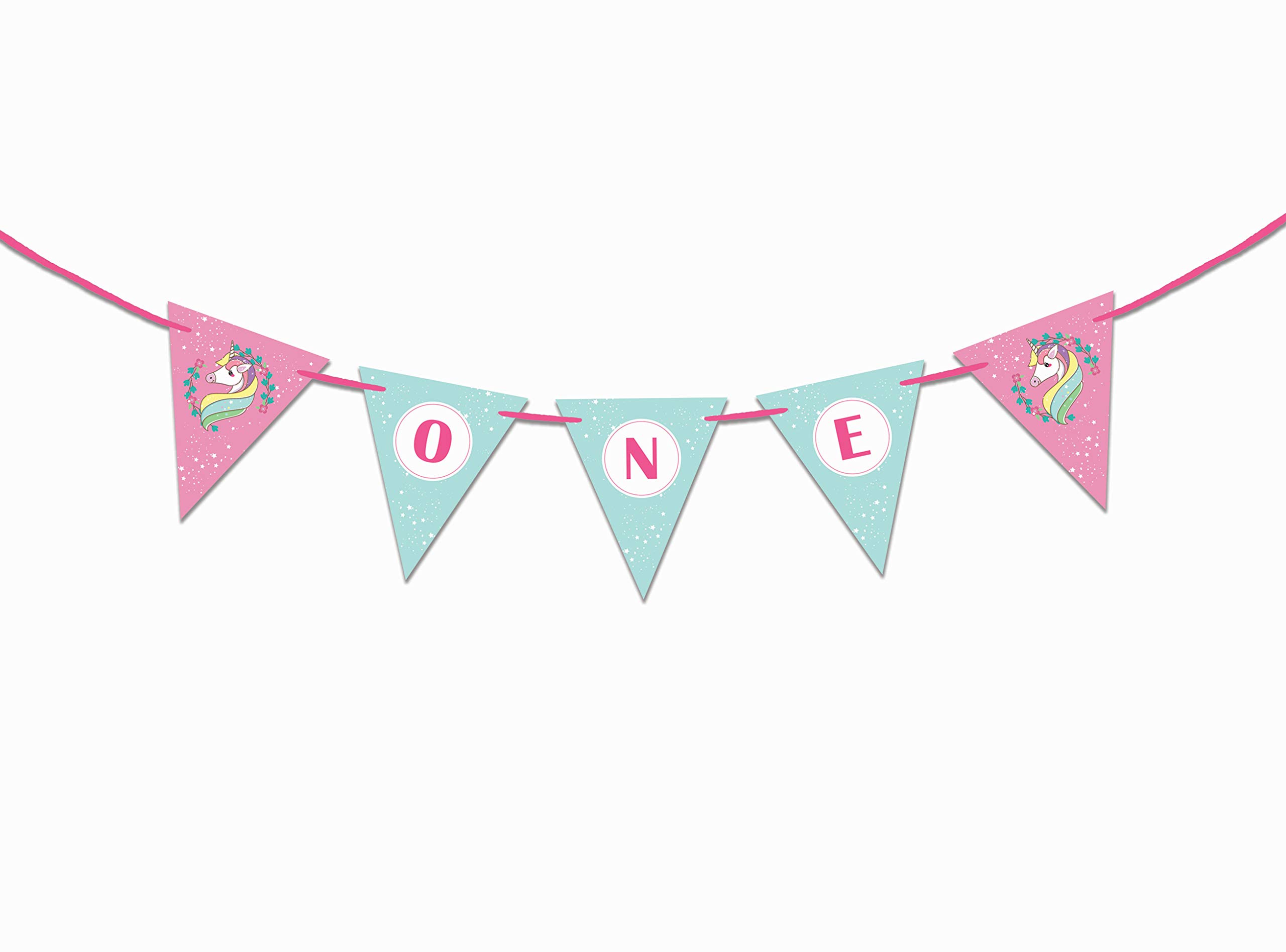 Pre-Strung 'I Am 1' Birthday Party Decorations - Unicorn Themed Pennant Banner for Boys - Perfect for 1st Birthday Celebrations, Baby Showers & Nursery Decor