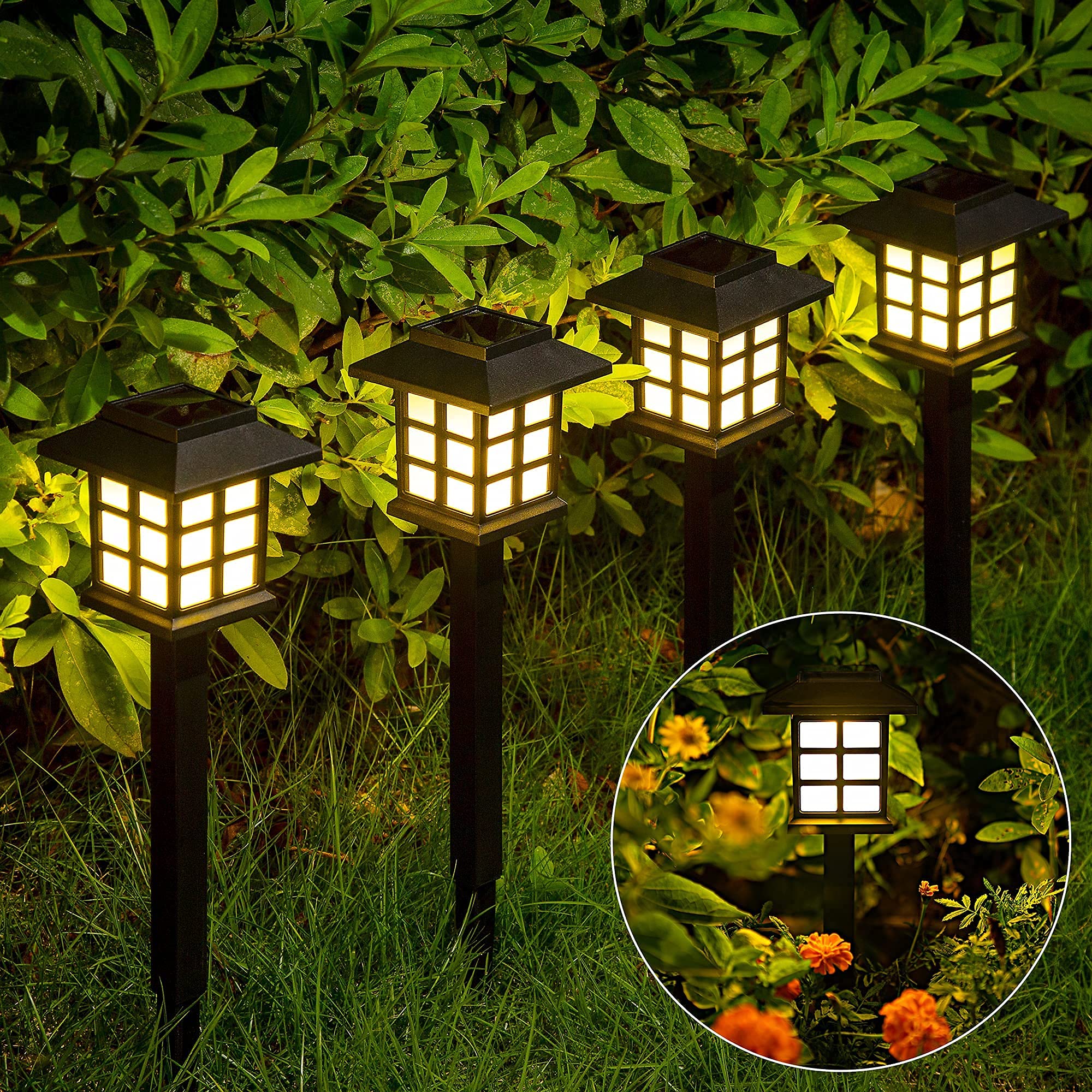 GIGALUMI 12 Pack Solar Outdoor Lights Waterproof LED, Solar Pathway Lights for Garden, Yard, Patio, Driveway, Walkway - Perfect for Landscape Lighting, Fence & Railing Decoration at Night