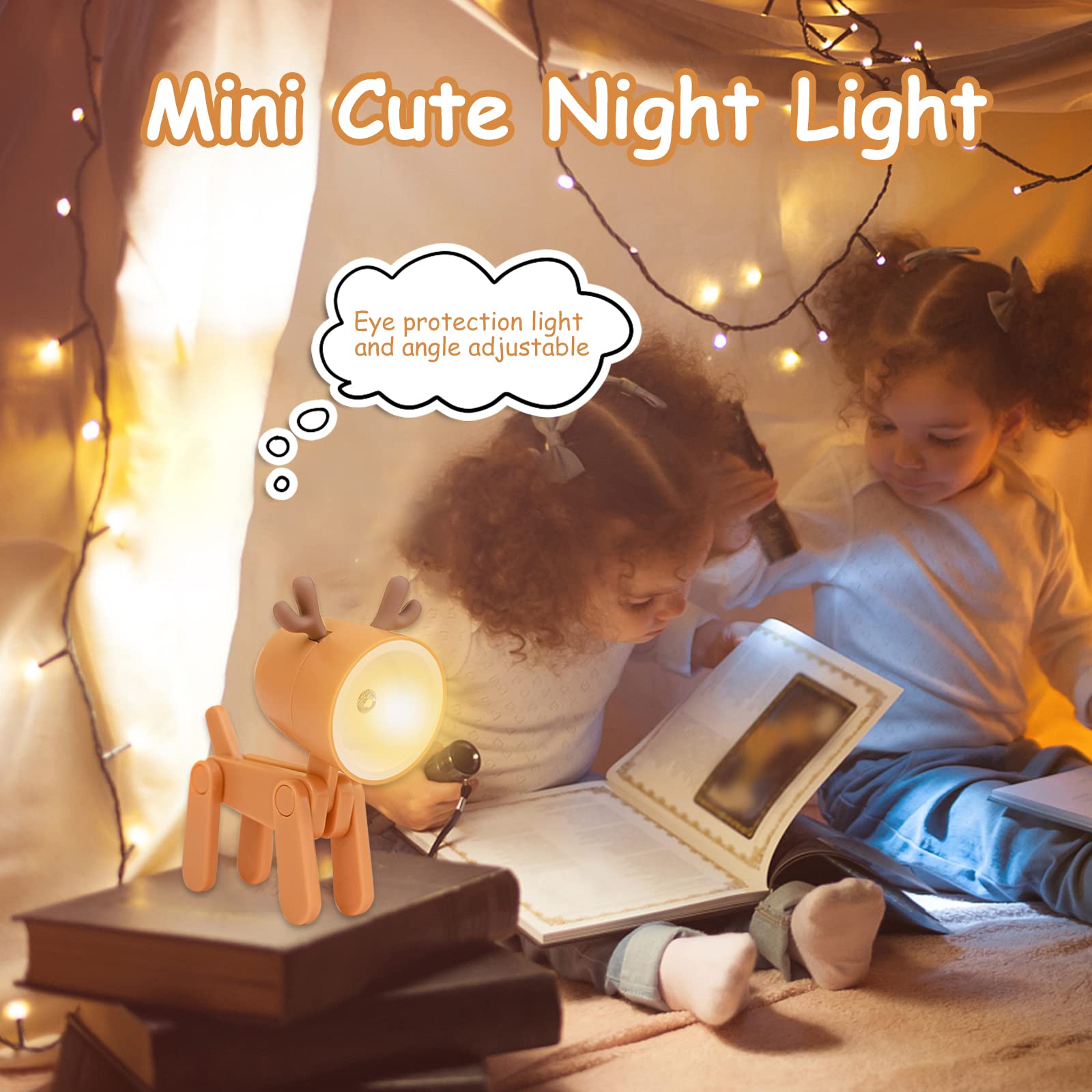 Mini Cute Cartoon DIY Dog Night Light - Portable LED Desk Lamp with Adjustable Phone Holder & Eye Protection - Blue Dog Night Lamp for Kids, Baby, Children's Bedrooms | Perfect for Bedtime Stories, Nursery Decor & Cozy Reading
