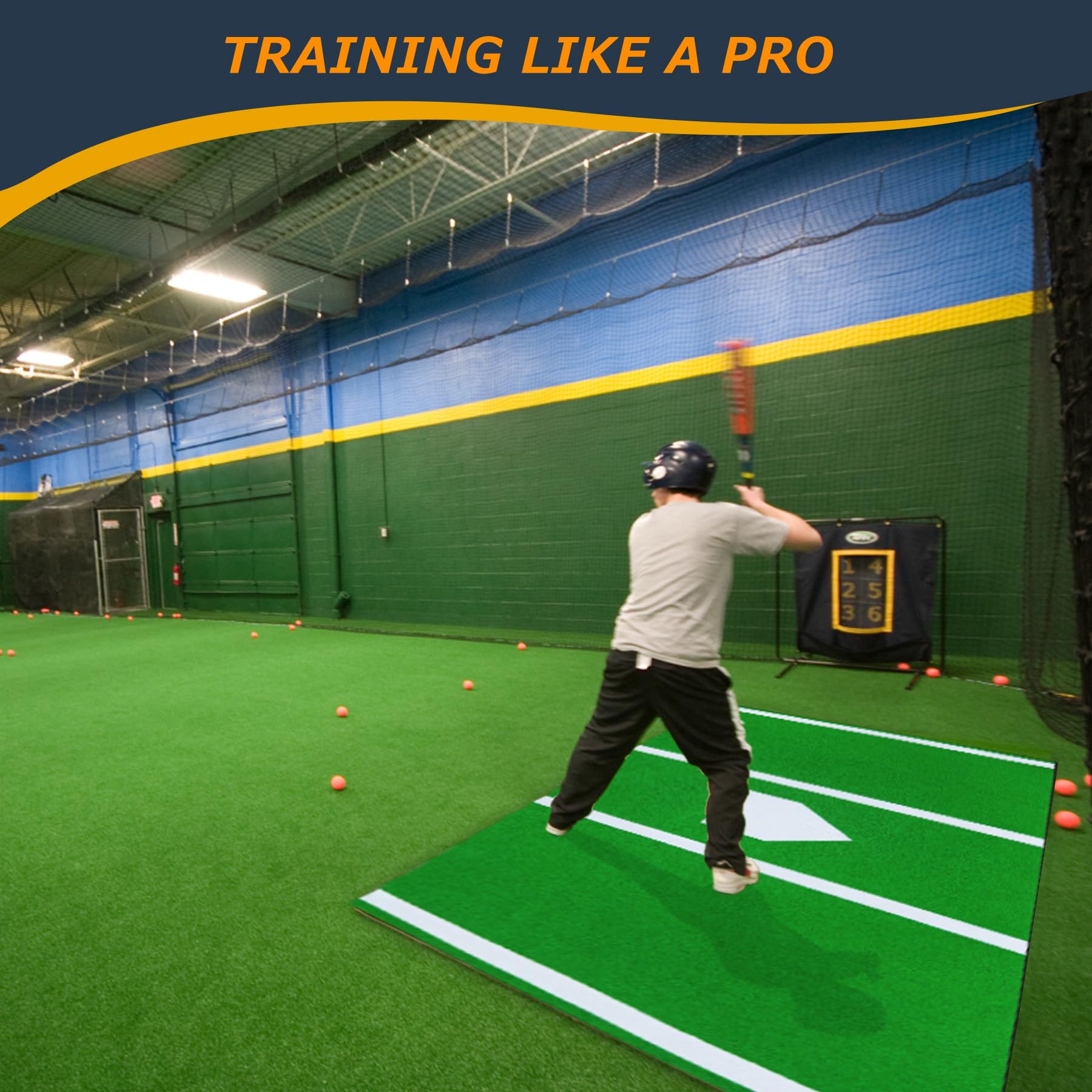 Premium Baseball Batting Mat - 5mm Thick Non-Slip Turf Hitting Mat for Indoor/Outdoor Batting Cages & Practice | Durable Anti-Fade Batters Box Mat for Baseball Training, Backyard Drills & Team Practices