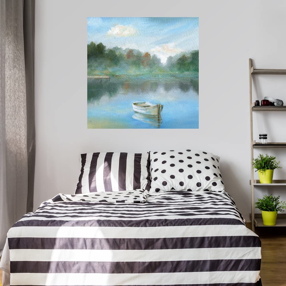Tranquil Morning Fine Art Canvas Wall Decor - 32x32 Inch Ready to Hang Painting for Living Room, Bedroom, Office - Handmade by Artist Nan - Perfect for Home, Spa & Meditation Spaces
