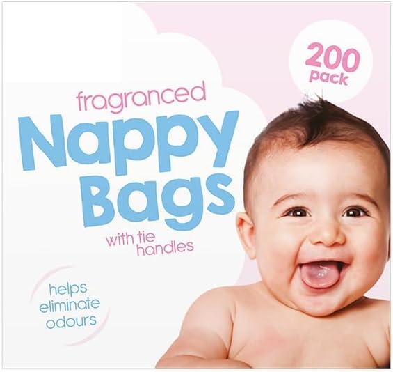 FAQRAH Baby Disposable Diaper Sacks - 800 Count (4 Packs of 200) | Easy-Tie Nappy Disposal Bags for Travel & On-the-Go | Odor-Proof & Leak-Proof Diaper Waste Bags for Diaper Pails, Strollers & Diaper Bags