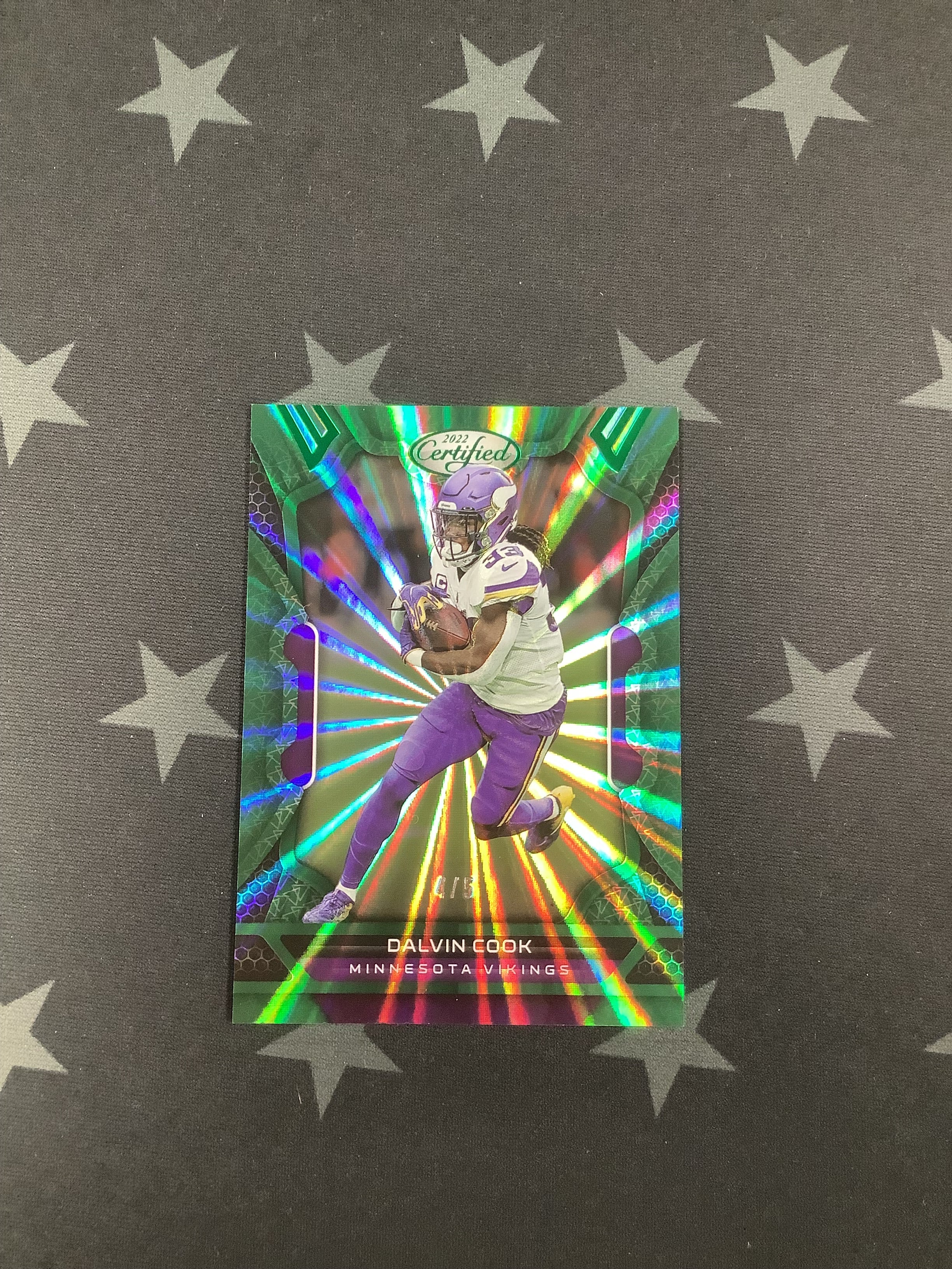 2022 Panini Certified Football Green Laser Dalvin Cook #64 /5 - Rare Collectible Trading Card for NFL Fans & Memorabilia Enthusiasts - Perfect for Display, Gifts, and Investment