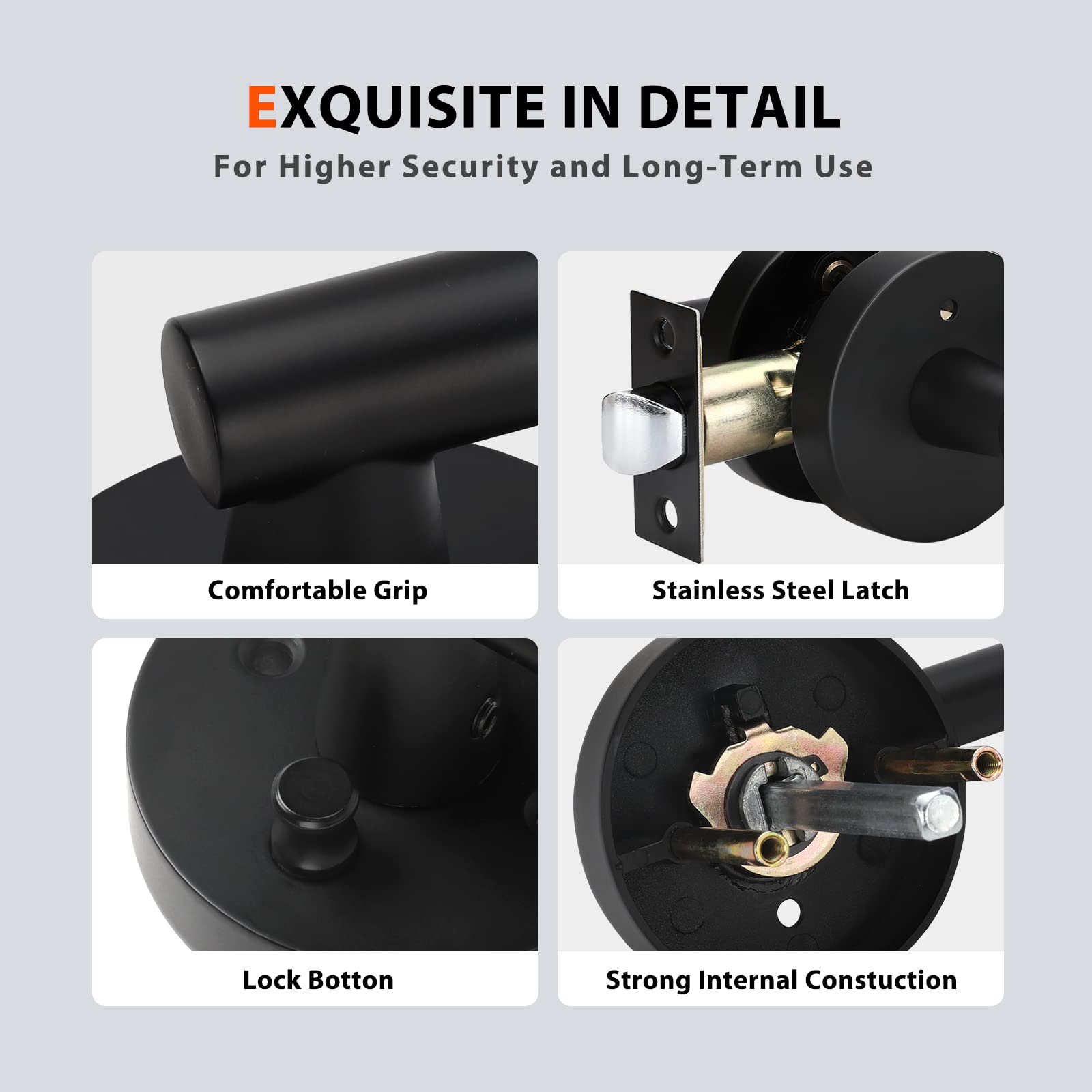 Haidms 5-Pack Matte Black Interior Door Handles - Heavy Duty Privacy Door Levers for Bathroom & Bedroom | Modern Style Hardware for Home & Office Doors