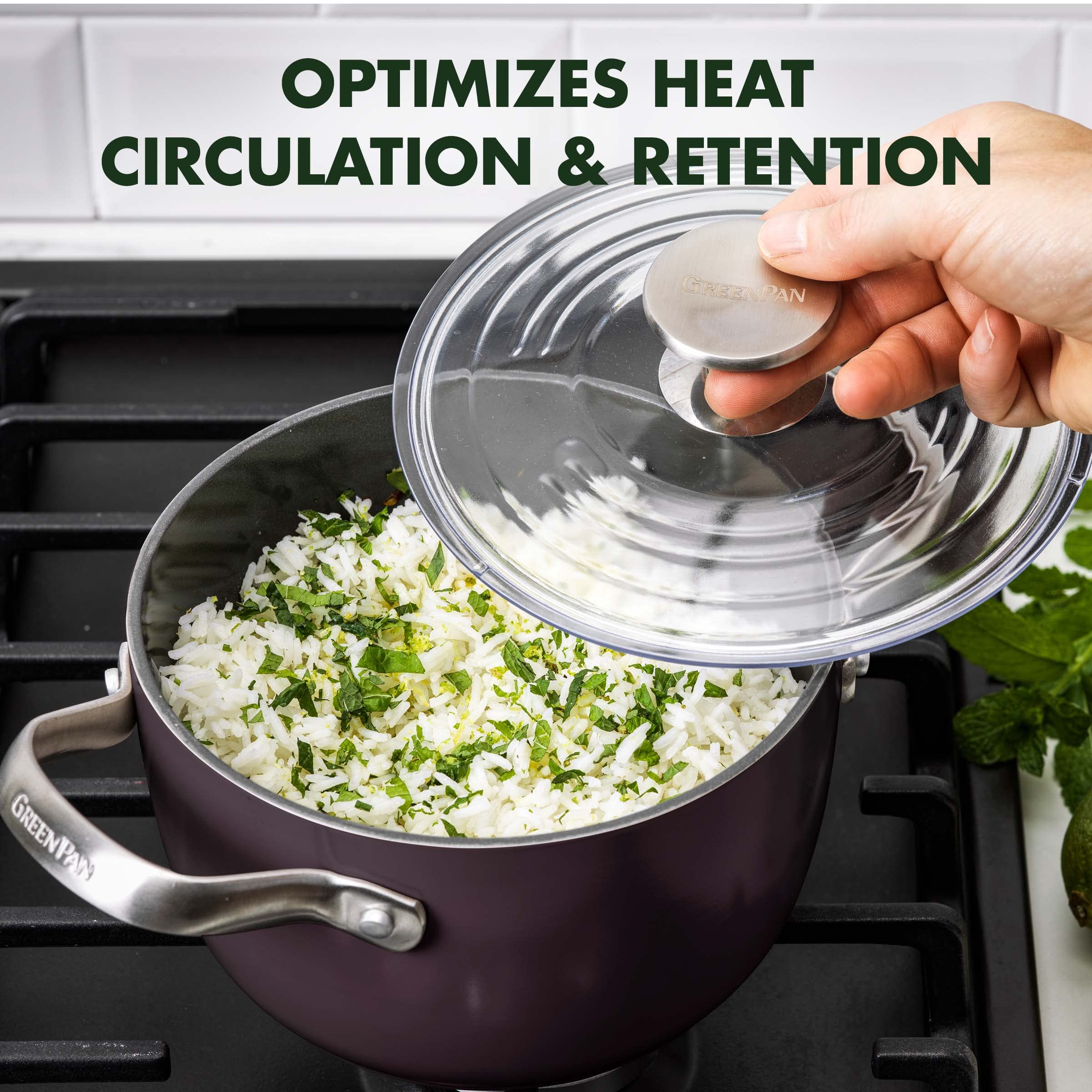 GreenPan Healthy Ceramic Nonstick 2QT Rice Cooker & Soup Pot with Lid - PFAS-Free, Induction Compatible, Dishwasher & Oven Safe (Brown) - Perfect for Cooking Rice, Soup, Stews & One-Pot Meals