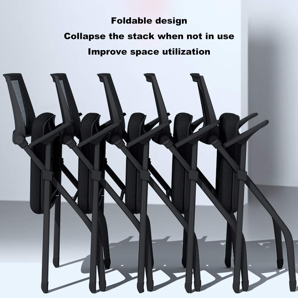 Ergonomic Adjustable Office Chair with Writing Board & Cup Holder - Foldable Conference Chair for Training, Meetings & Home Office - Thickened Padded Seat & Backrest (Black, 90x60cm) - Perfect for Workspaces, Classrooms & Small Spaces
