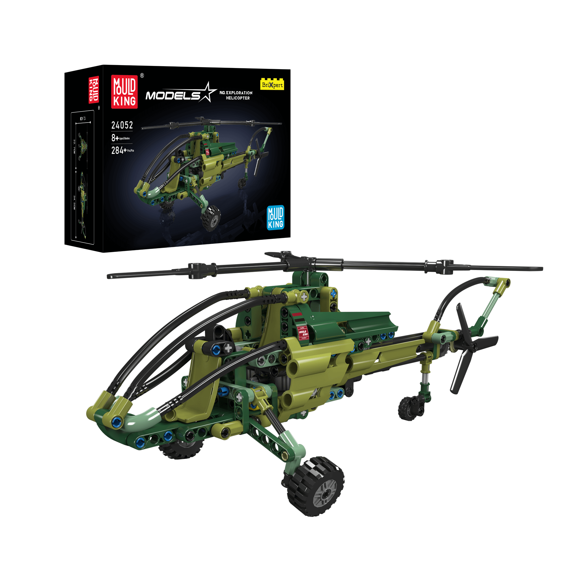 Mould King 24052 Exploration Helicopter Building Blocks Set - 284 PCS STEM Toy for Kids, Creative Construction Model Kit for Boys & Girls | Perfect for Birthday Gifts, Educational Play & Aviation Enthusiasts