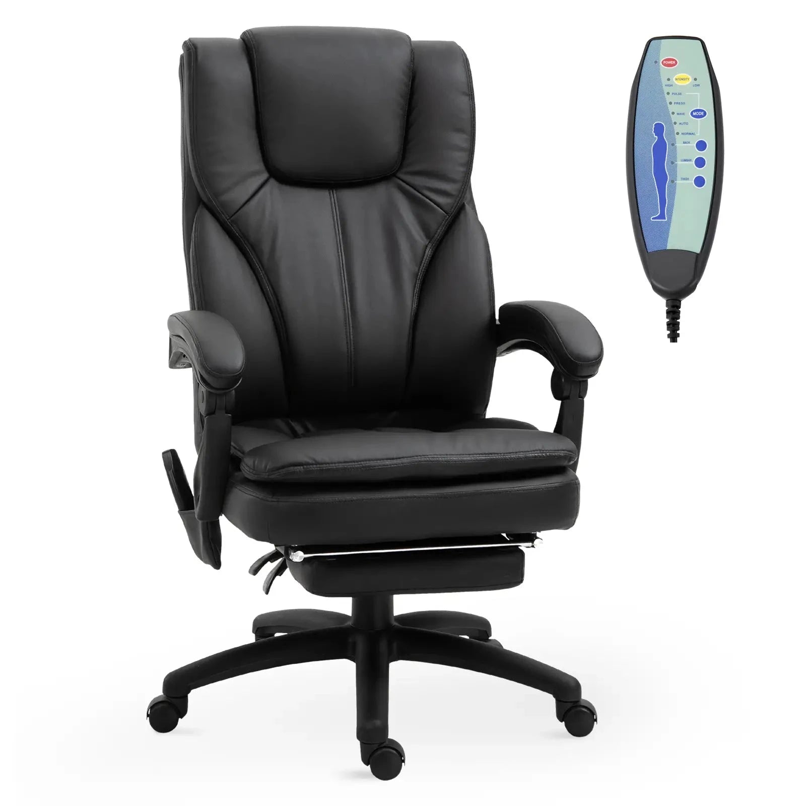 Vinsetto Ergonomic Office Chair with High Back, 6-Point Vibration Massage, 360° Swivel & Adjustable Height - Reclining Executive Chair with Retractable Footrest for Home Office, Gaming, and Workspace Comfort