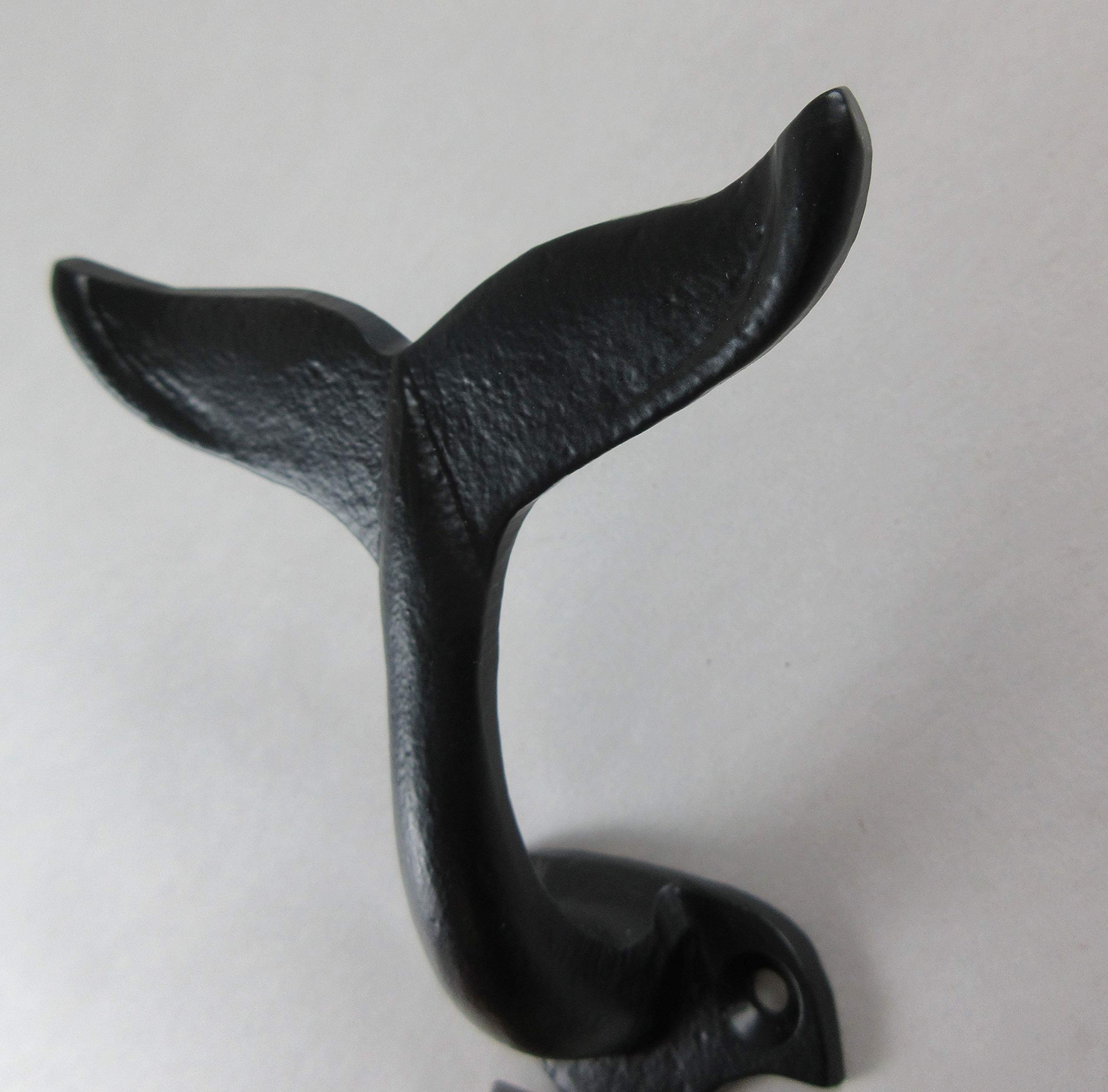 UD Cast Iron Whale Tail Hook - Rustic Nautical Wall Decor for Home, Kitchen, or Bathroom - Perfect for Hanging Towels, Keys, and Coats