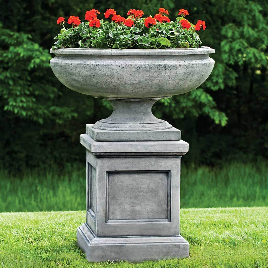 Campania International St Louis Urn with Pedestal - Elegant Outdoor Garden Urn for Patio, Lawn & Cemetery Decor