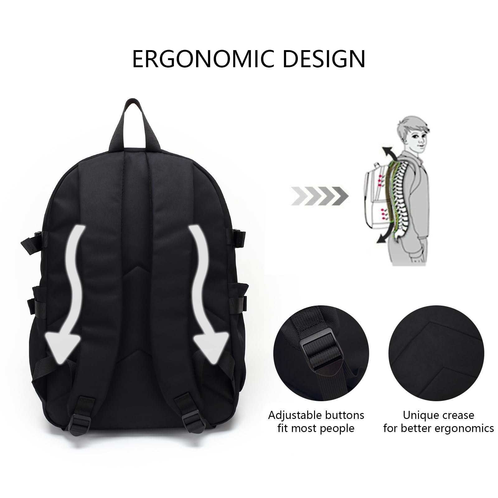 22L Water Resistant Travel Backpack for Men & Women - Lightweight Casual Daypack with Laptop Compartment - Perfect for Hiking, Commuting & College (Black)