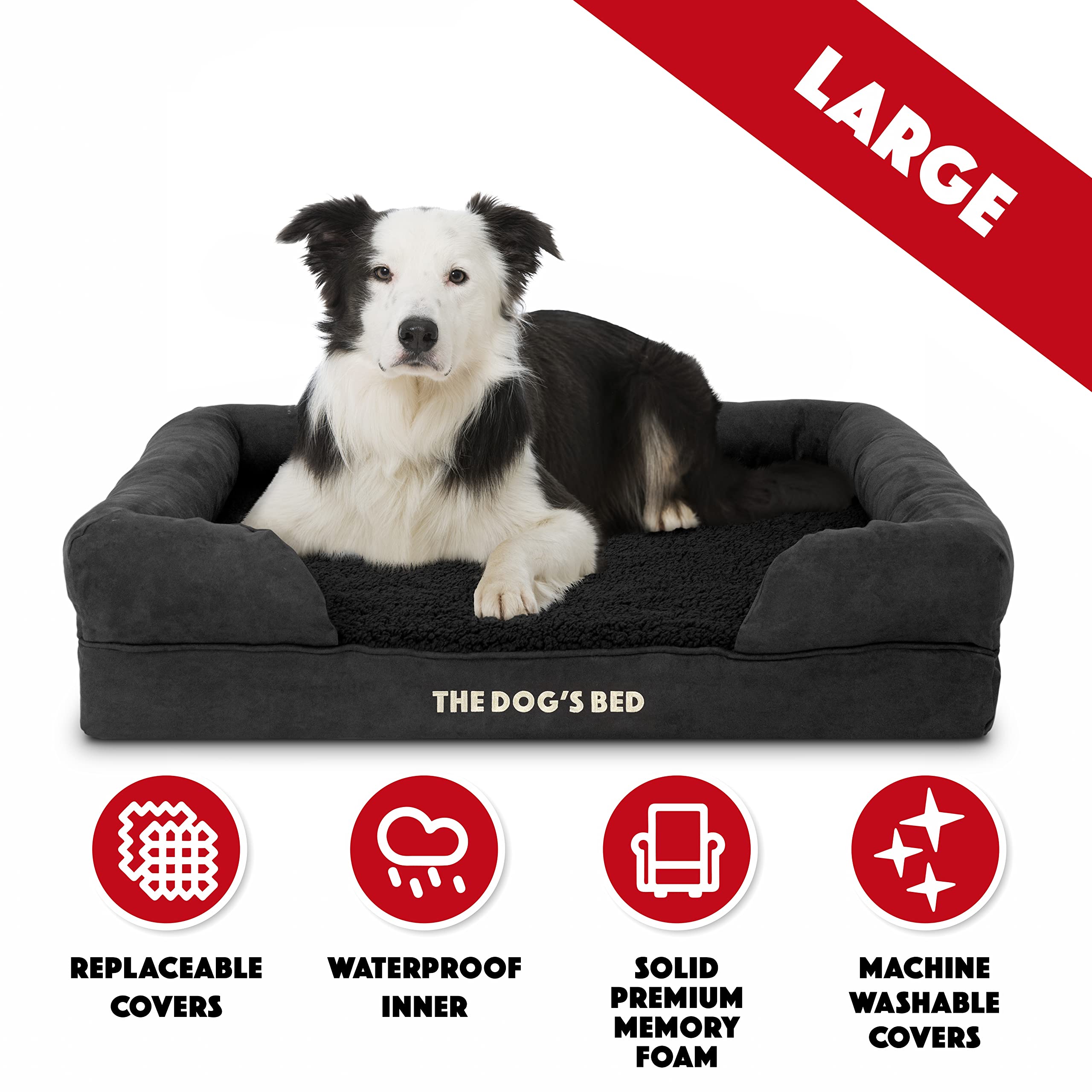 Large Memory Foam Dog Bed for Arthritis & Hip Relief - Waterproof Washable Cover - Perfect for Post-Surgery Recovery & Joint Pain
