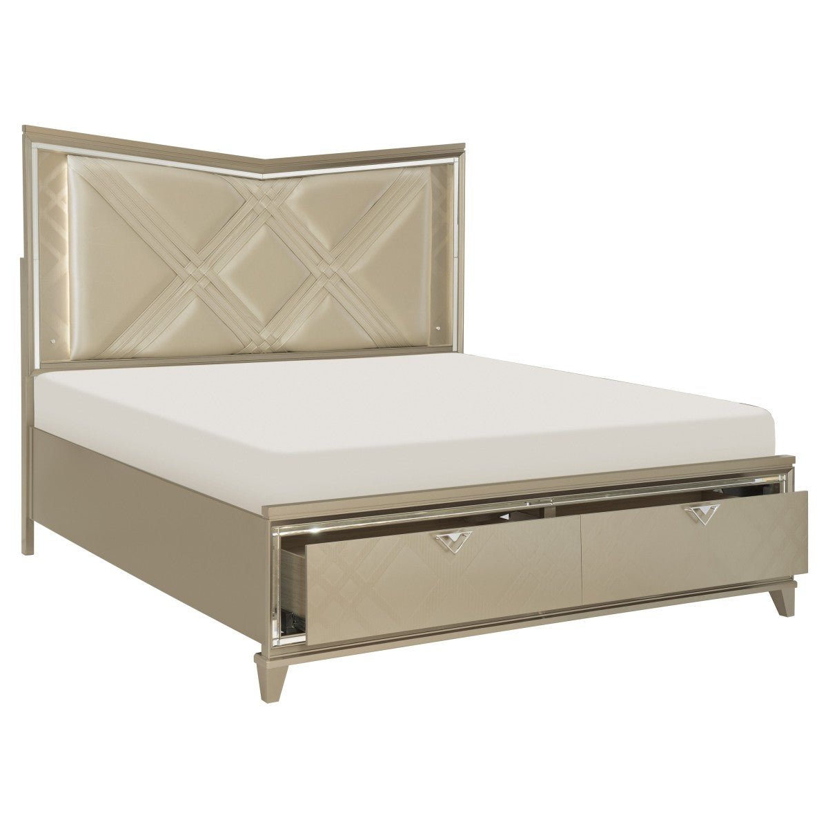 Bijou Collection Storage Bed - Queen Size Platform Bed with Underbed Drawers for Extra Storage | Perfect for Small Bedrooms, Apartments & Guest Rooms