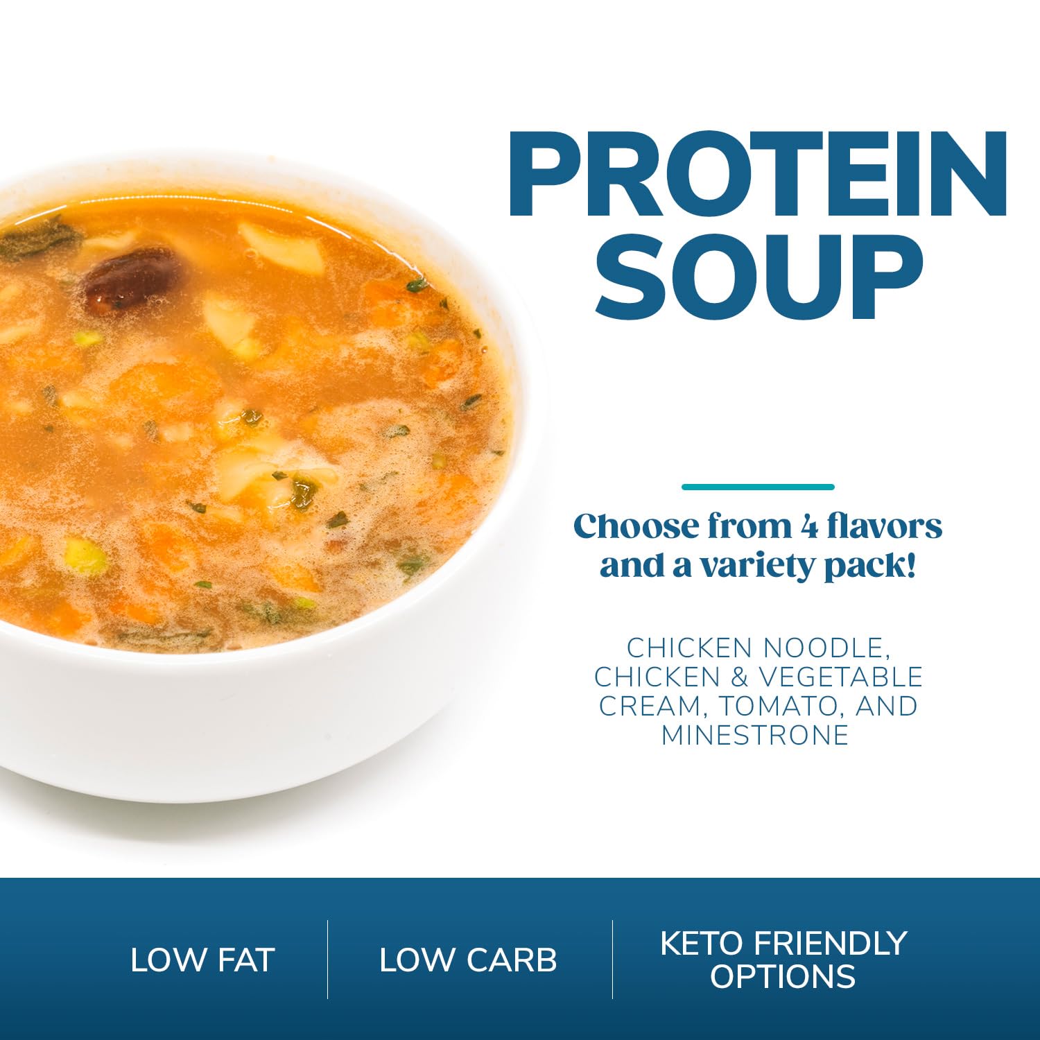 WonderSlim High Protein Chicken Noodle Soup - 70 Calories, 12g Protein, Zero Fat, Low Carb (7 Pack) | Healthy Meal Replacement & Weight Loss Support for Busy Lifestyles