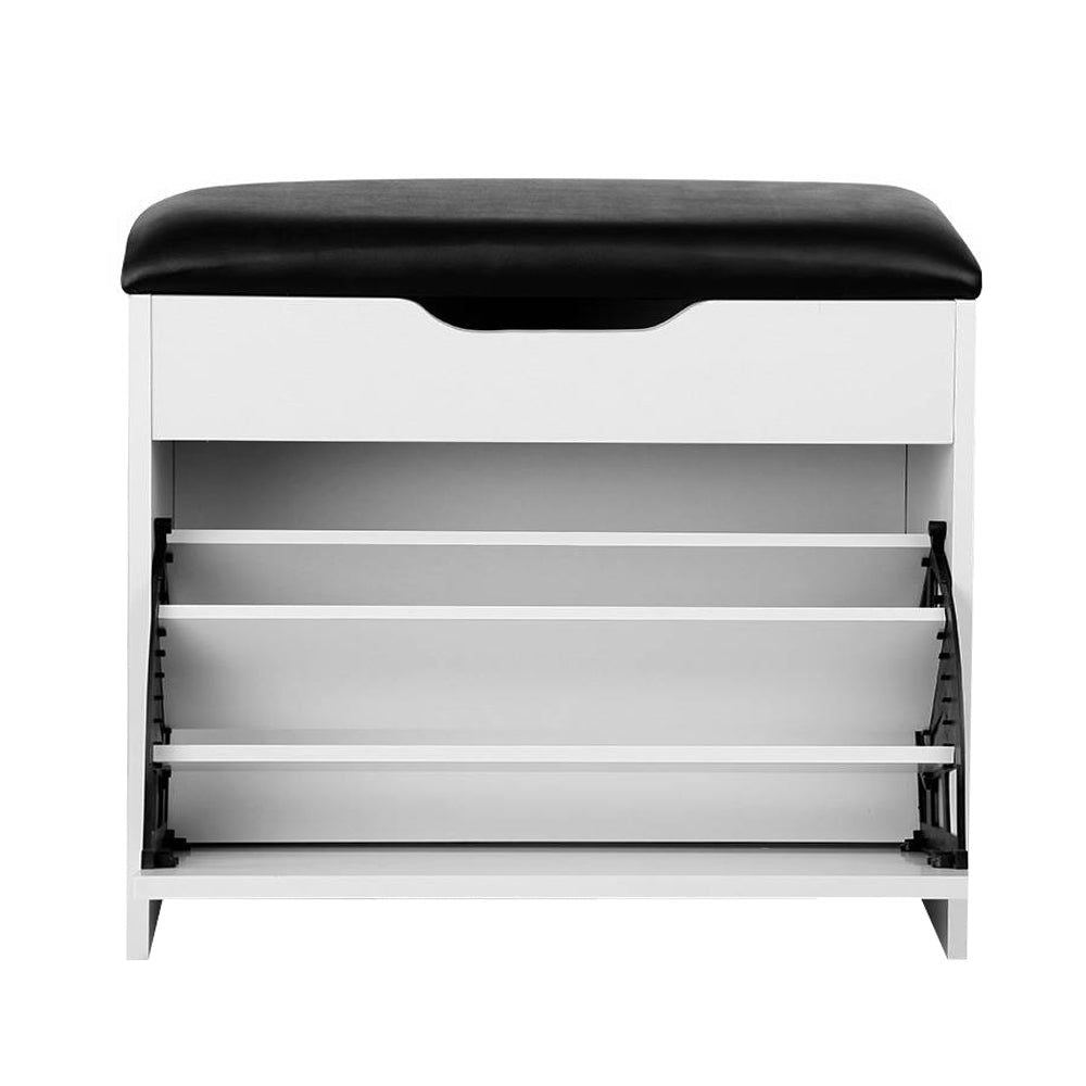 Artiss White Shoe Cabinet Bench - 15 Pair Shoe Organizer Storage Rack with Seat | Perfect for Entryway, Mudroom & Bedroom Shoe Storage