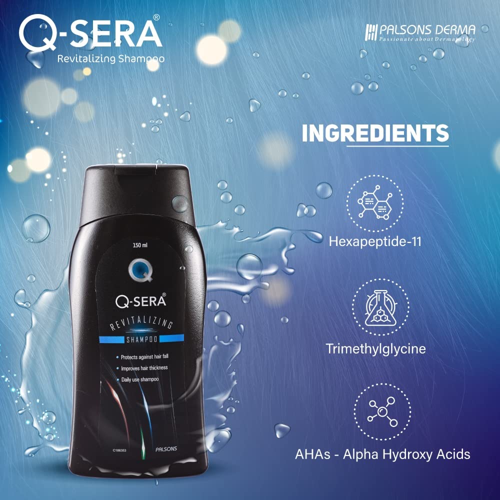 QSERA Revitalizing Shampoo for Dry & Frizzy Hair - Sulfate & Paraben Free, Dermatologist Recommended Hair Strengthening Treatment (150ml) - Restores Healthy, Smooth & Damage-Free Hair for Daily Hair Care & Salon-Like Results at Home