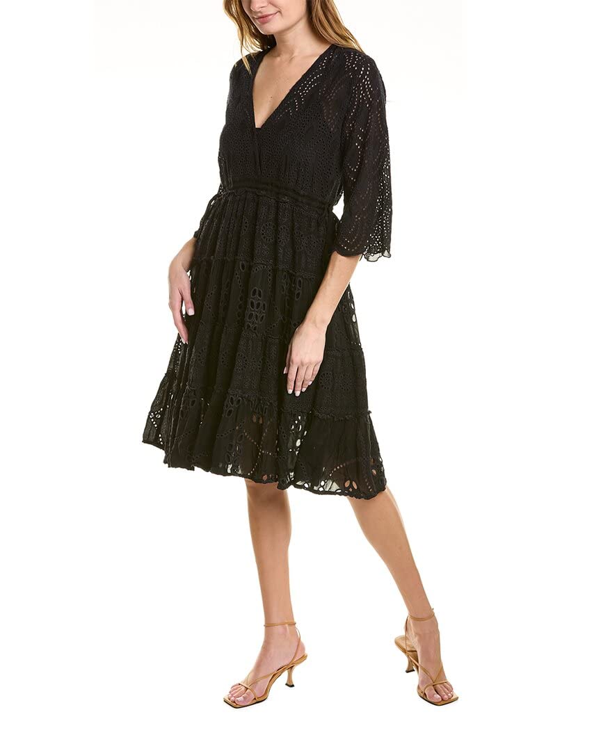 Johnny Was Women's Long Sleeve Eyelet Slip Dress - Elegant Boho Maxi Dress for Weddings, Beach Vacations & Summer Parties