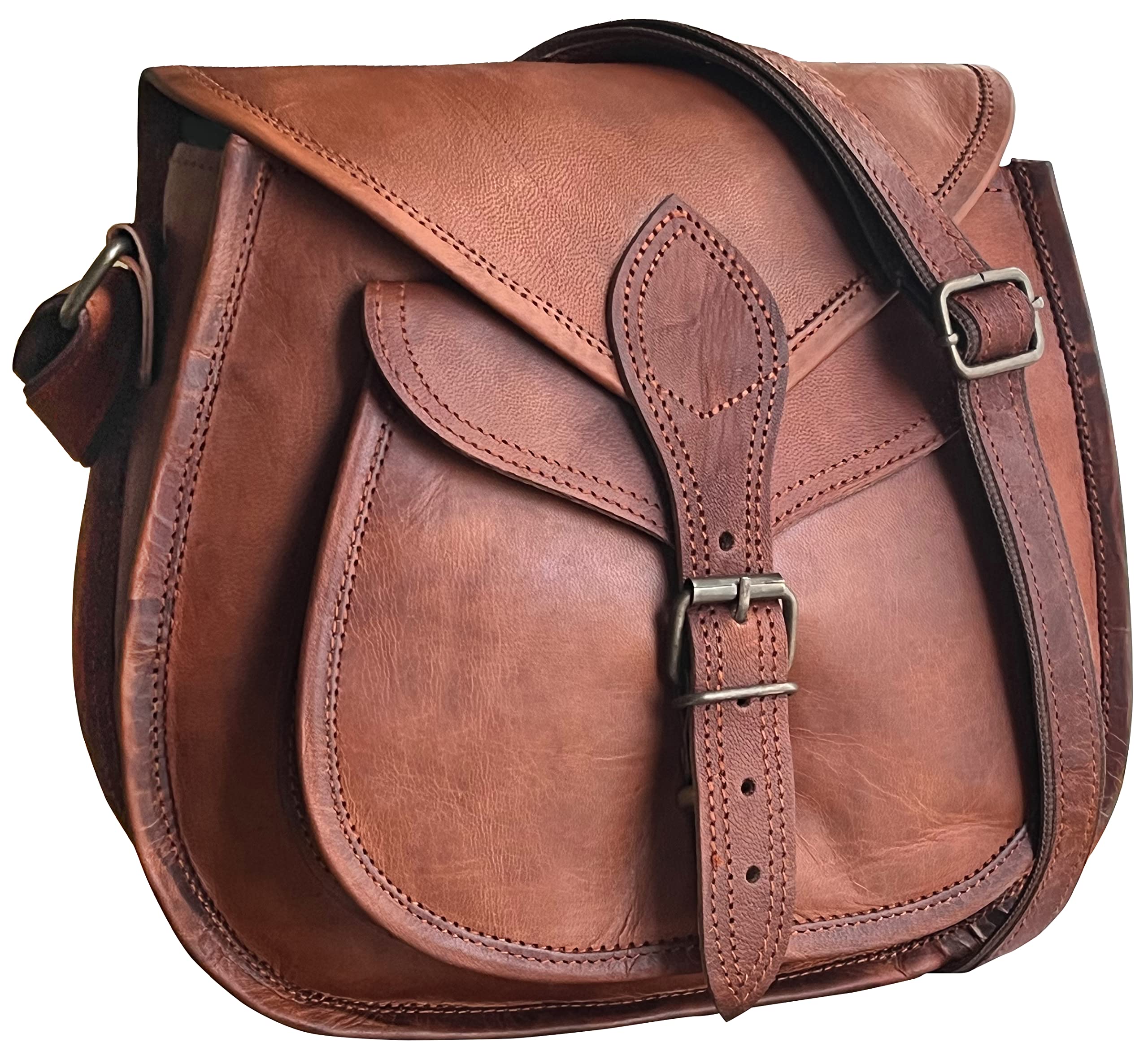 Vintage Leather Crossbody Satchel Bag for Women - RUSTIC TOWN Genuine Leather Handbag Purse - Perfect for Everyday Use, Travel & Casual Outings