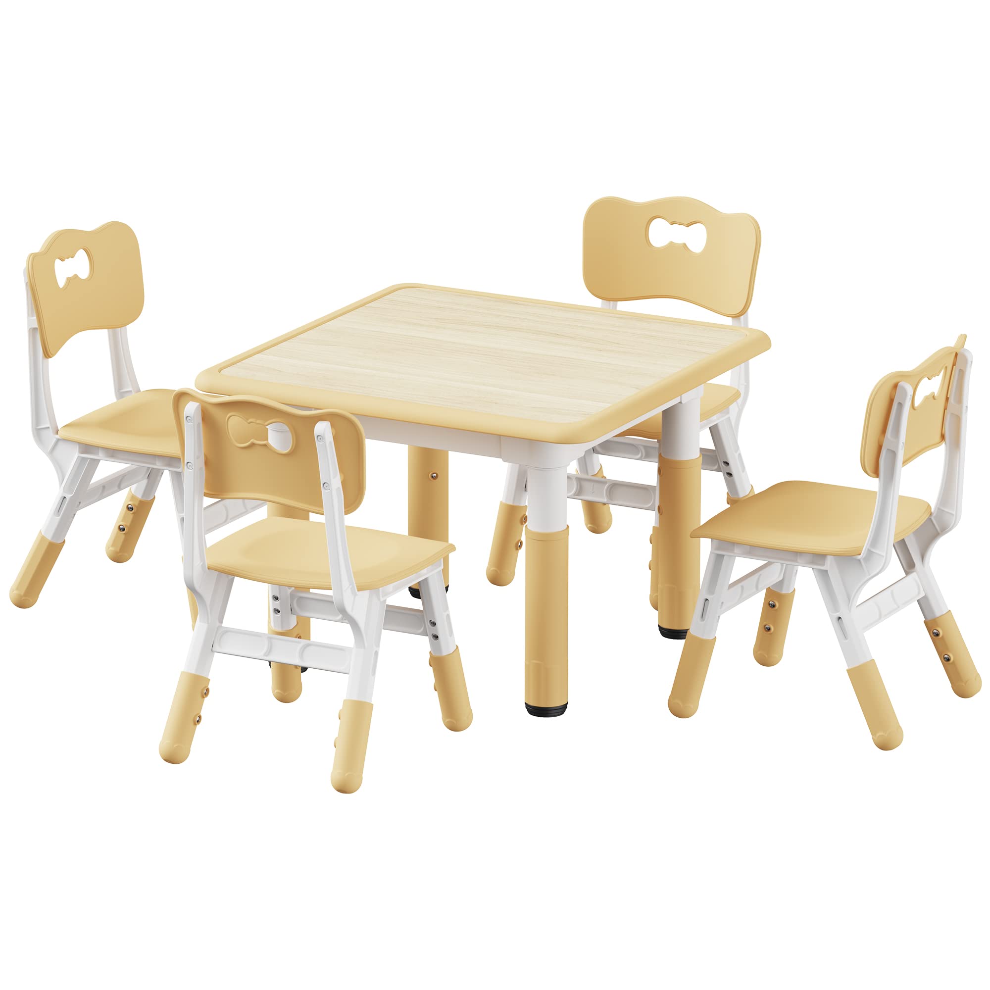 Brelley Kids Table and 4 Chairs Set - Adjustable Height Toddler Table & Chairs with Graffiti Desktop - Perfect for Classroom, Daycare & Home - Multi-Activity Children's Table for Ages 2-8 - Ideal for Arts & Crafts, Snack Time, and Learning Activities