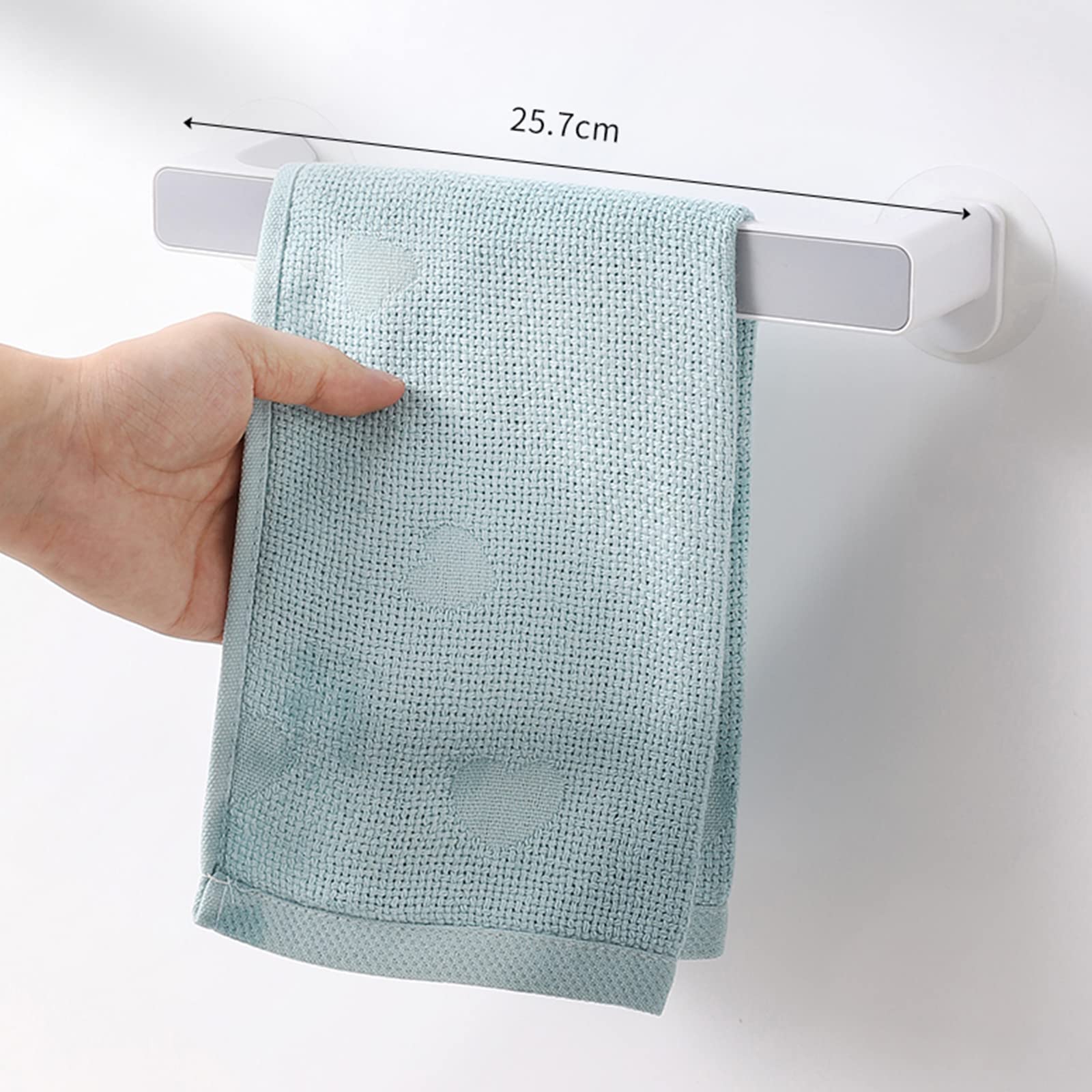 Wolpin Plastic Adhesive Towel Hanger - 25.7cm Bathroom Wall Mounted Towel Rack Holder for Bath, Kitchen & Laundry Room Organization