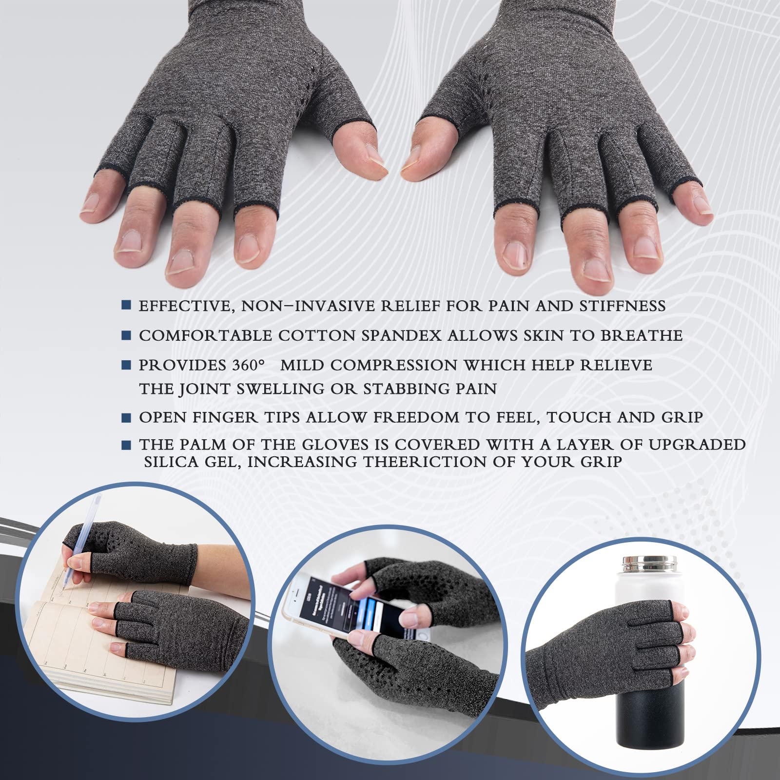 Breathable Fingerless Compression Gloves for Arthritis & Joint Pain Relief - Moisture Wicking for Women & Men | Ideal for Typing, Gardening & Daily Activities