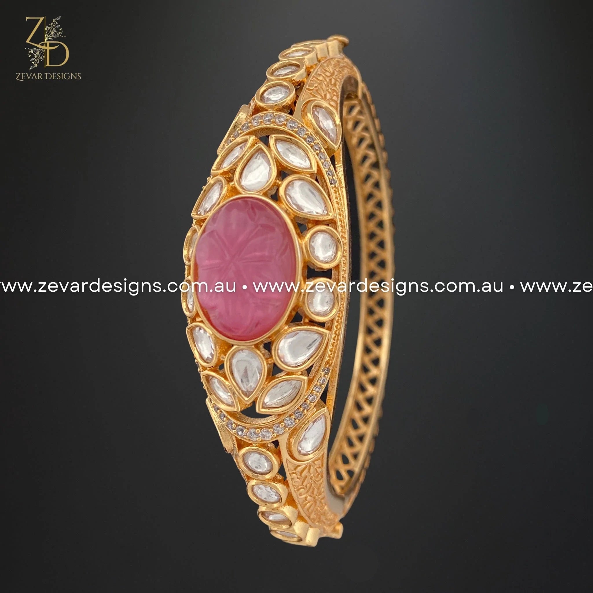 Exquisite Kundan AD Bracelet in Pink - Elegant Handmade Jewelry for Women | Perfect for Weddings, Parties & Special Occasions