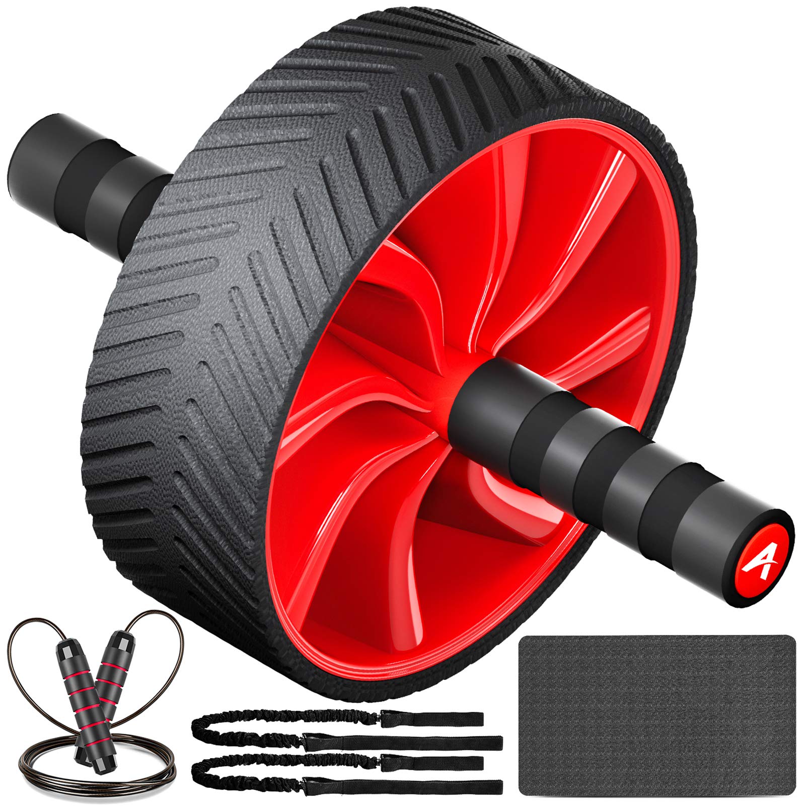 ARUN 5-in-1 Ab Roller Wheel for Core Strength Training - Abdominal Exercise Equipment with Resistance Bands, Knee Pad & Jump Rope - Perfect for Home Gym Workouts, Fitness Enthusiasts & Full Body Toning