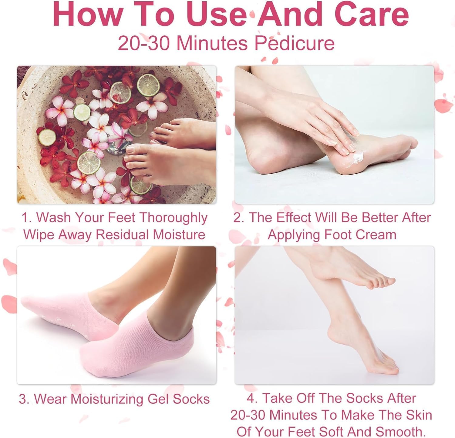 Finaxo Moisturizing Silicone Socks for Women - Soft Gel Aloe Spa Socks to Repair Dry Feet, Cracked Heels & Soften Rough Skin - Perfect for Pedicure, Night Care & Callus Treatment (1 Pair)