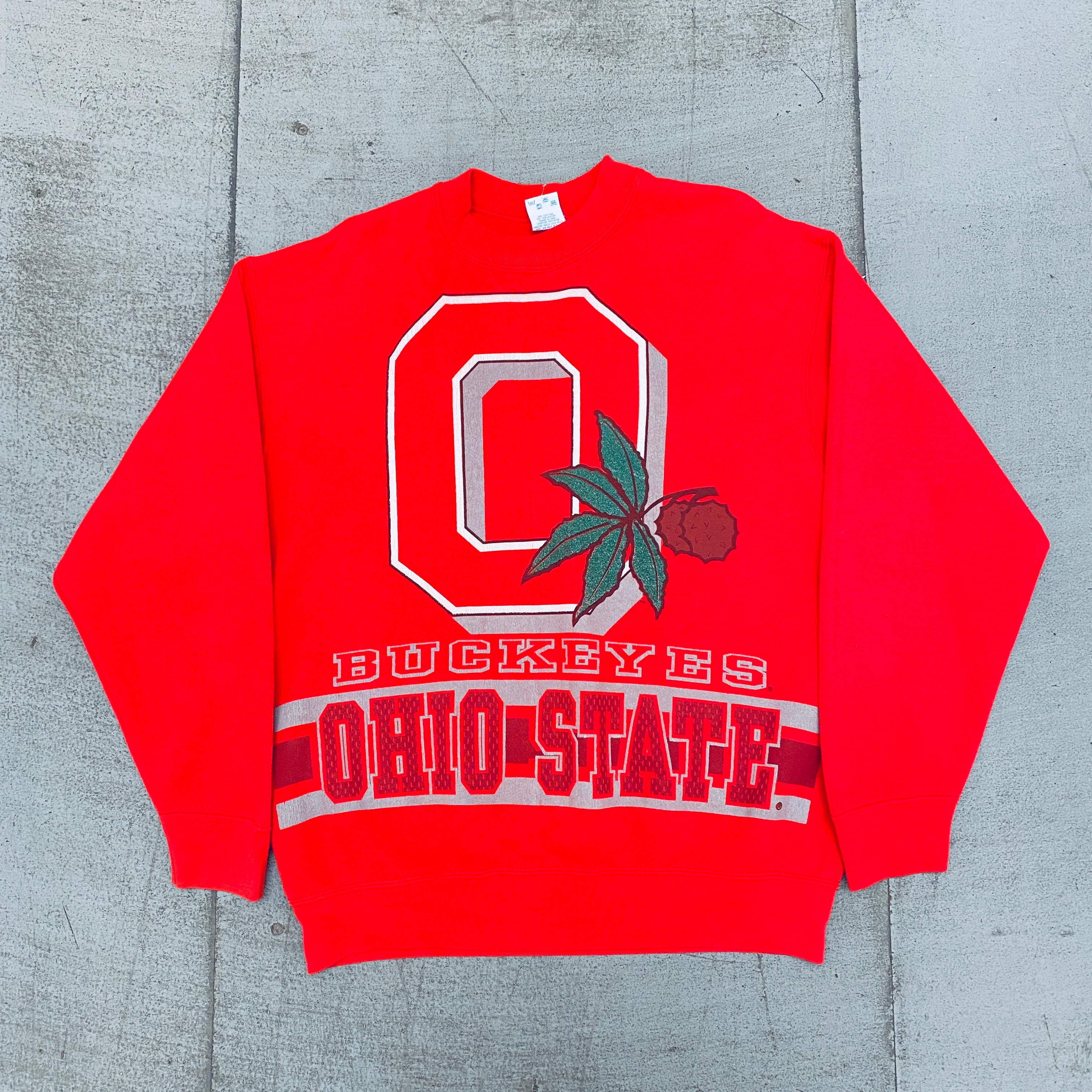 Ohio State Buckeyes Vintage 1990s Salem Sportswear All Over Print Sweatshirt - Large Size for Men, Perfect for Game Day, College Parties & Retro Fashion Outfits