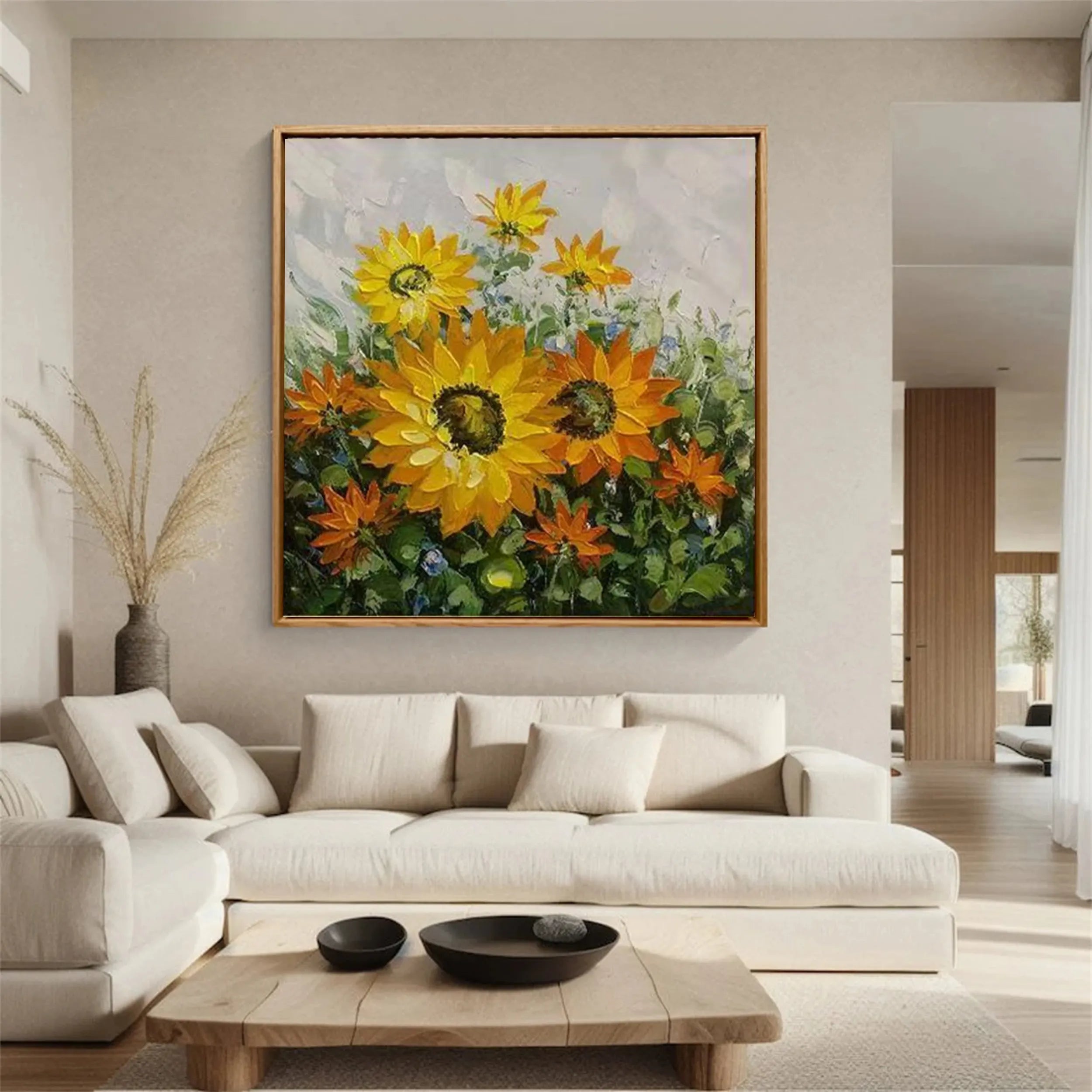 Beautiful Flower and Tree Painting #FT062 - Handmade Canvas Art for Home Decor, Living Room, Bedroom & Office Wall