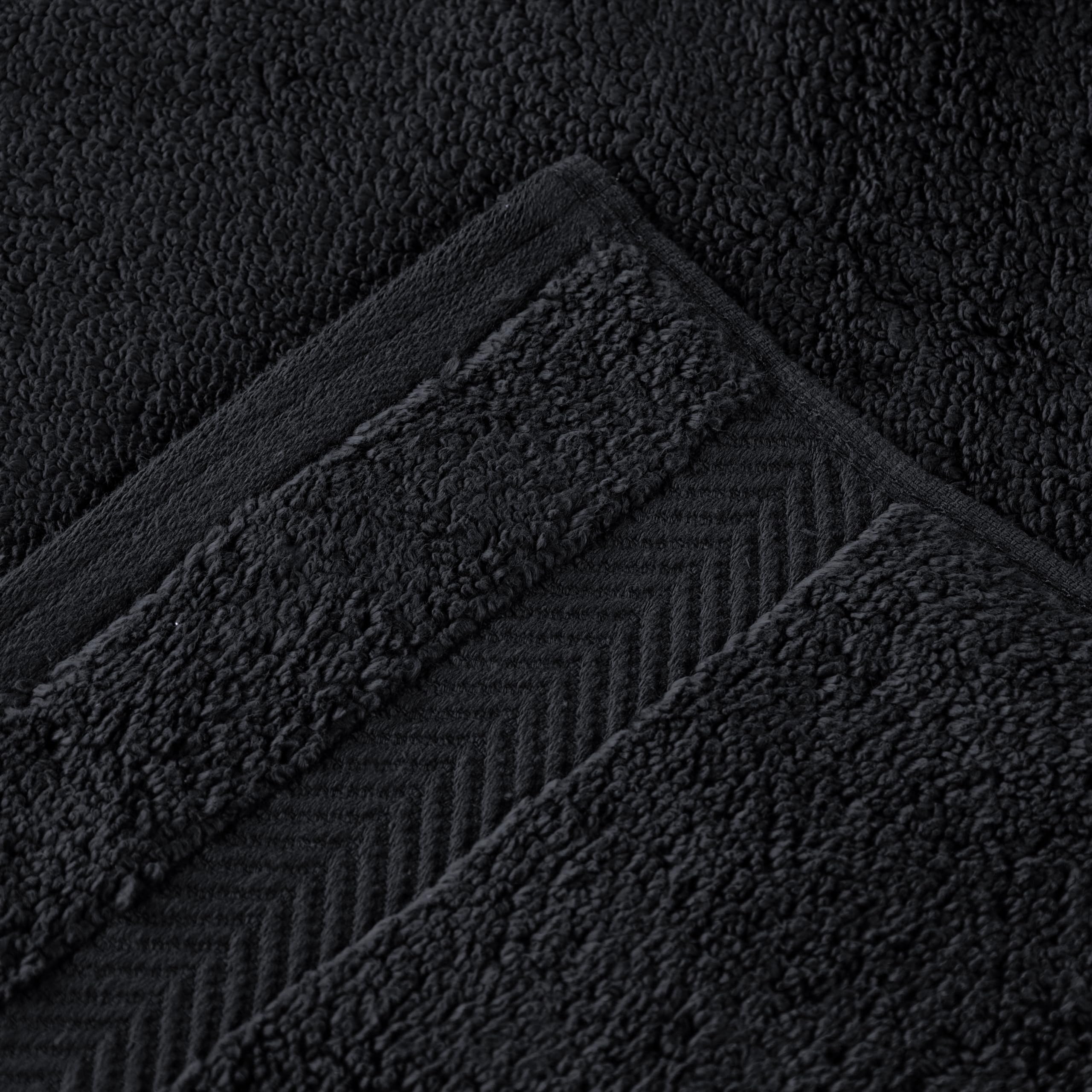 Premium 100% Long-Staple Zero Twist Cotton Towel Set - 6 Piece Ultra Soft Bath, Face & Hand Towels for Luxury Spa, Hotel & Home Use - Black