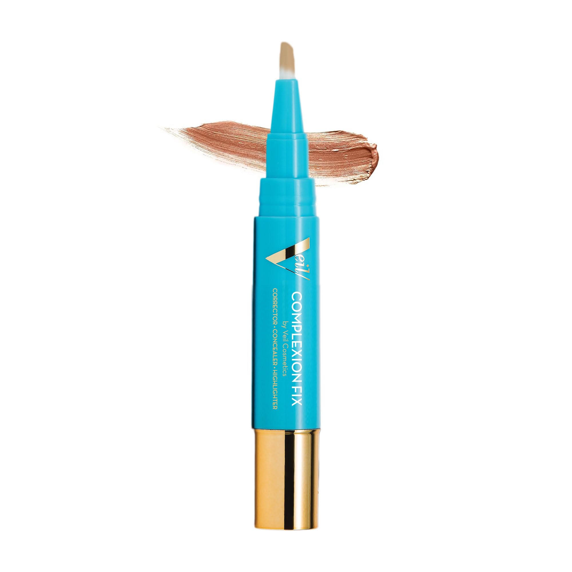 Veil Cosmetics Complexion Fix Concealer - Liquid Under Eye Concealer for Dark Circles, Highlight & Contour - Anti-Aging Vegan Makeup Pen with Hydrating Formula (5N Deep Neutral) - Perfect for Daily Coverage & Night Out Makeup