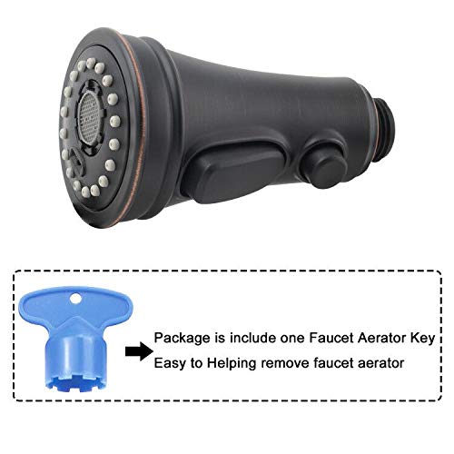 iFealClear Pull Down Kitchen Faucet Spray Head - 3 Spray Modes, Oil Rubbed Bronze Finish, Compatible with Moen Delta Kohler (Includes 15 Adapters) - Perfect for Washing Dishes, Cleaning Sinks & Food Prep