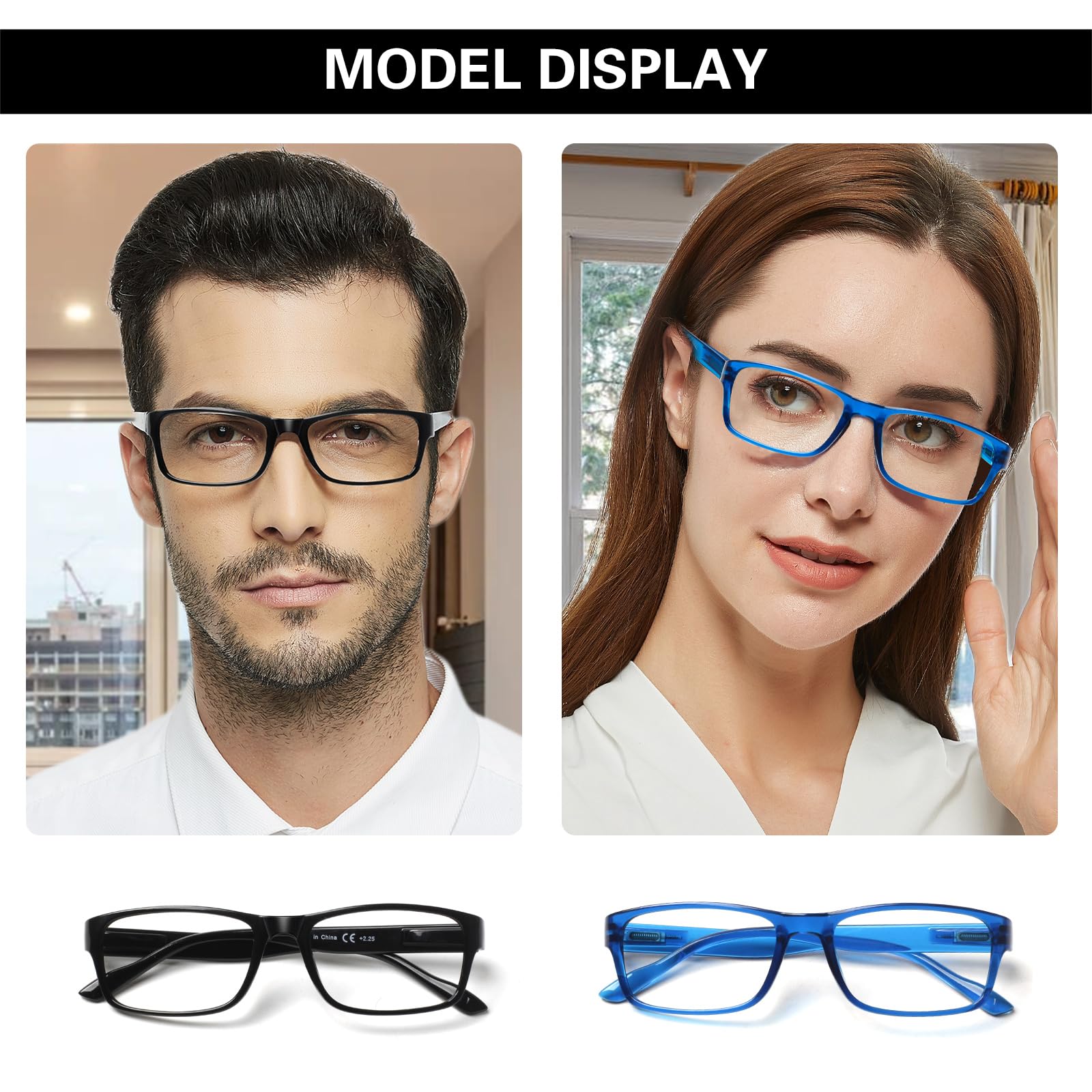 NORPERWIS 6 Pack Blue Light Blocking Reading Glasses for Women & Men - Lightweight Spring Hinge Readers for Computer, Office, and Home Use