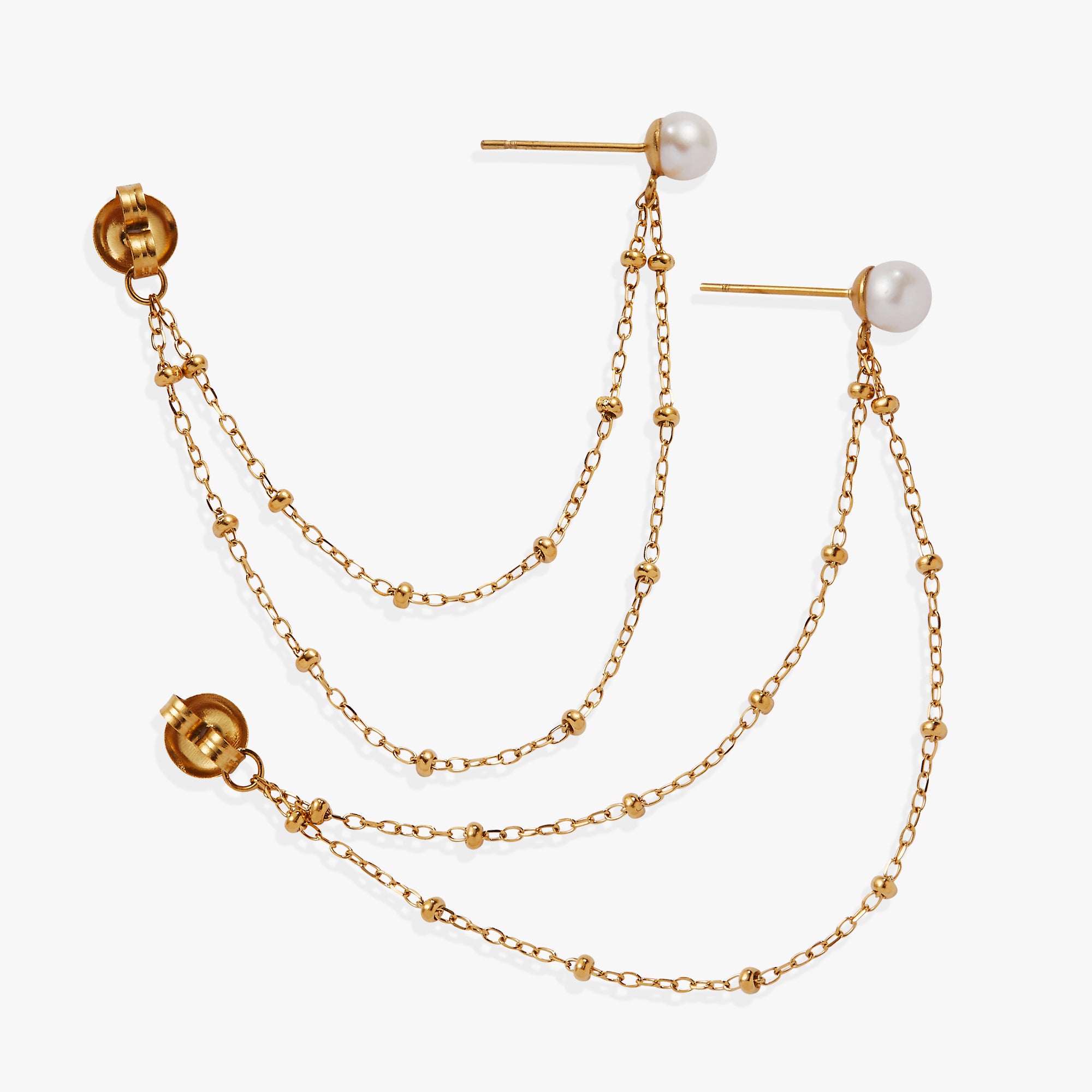 Elegant Freshwater Pearl Stud Earrings for Women - Front & Back Design | Perfect for Weddings, Parties & Everyday Wear
