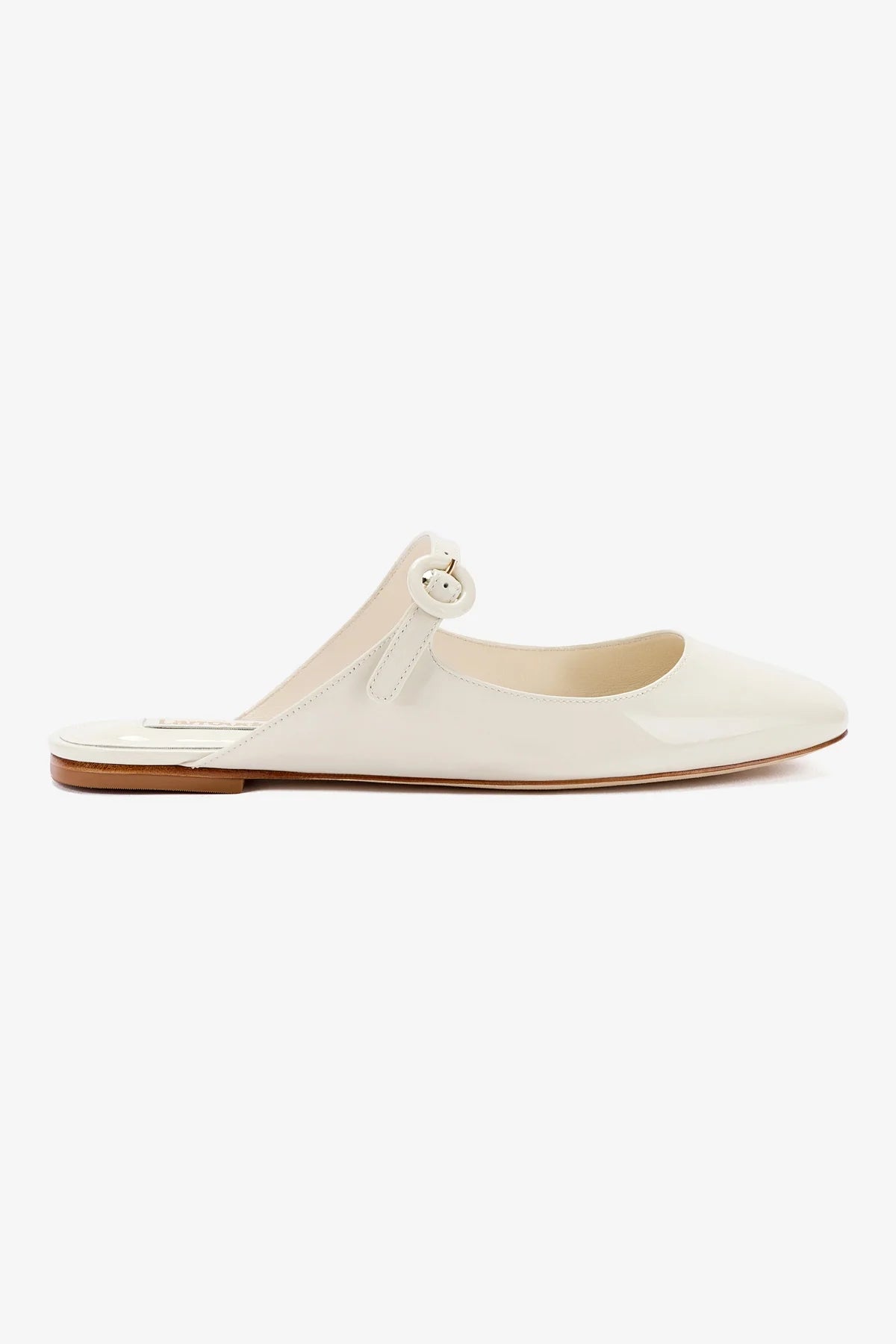 Blair Flat Mule Shoes for Women - Ivory Patent Leather Slip-On Loafers - Comfortable Casual & Office Wear