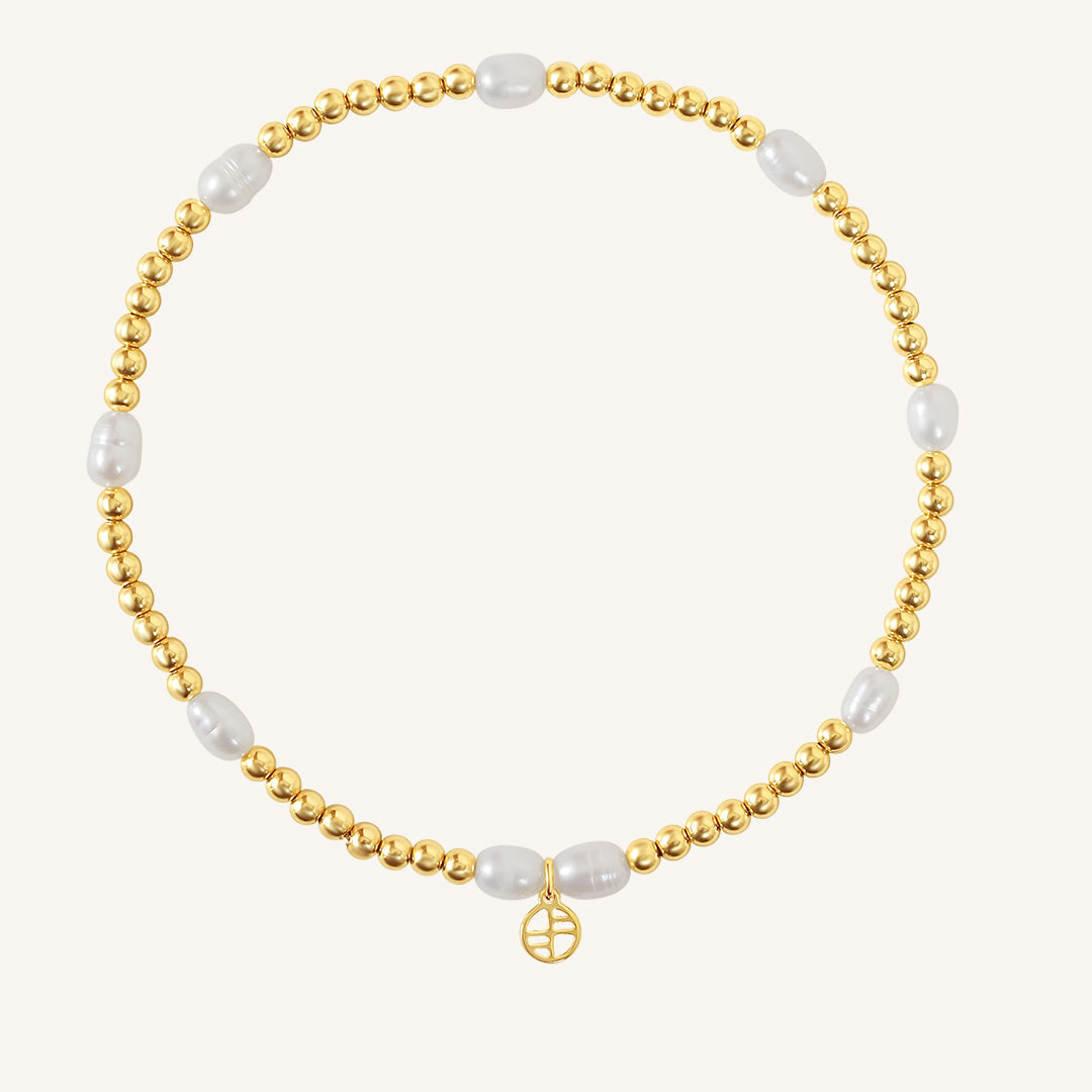 Stretchy Pearl Anklet with Sahara Stone - Elegant Adjustable Ankle Bracelet for Women | Perfect for Beach Weddings, Summer Outfits & Boho Fashion