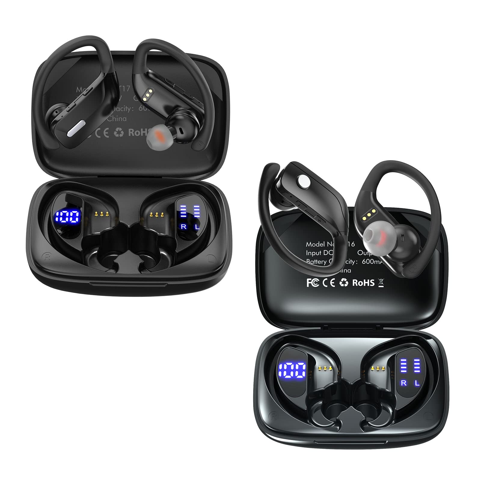Caymuller Wireless Bluetooth Earbuds - 48Hrs Playtime, LED Display, Built-in Mic, Deep Bass Stereo, IPX7 Waterproof - Perfect for Workout, Running, Gaming & Daily Use