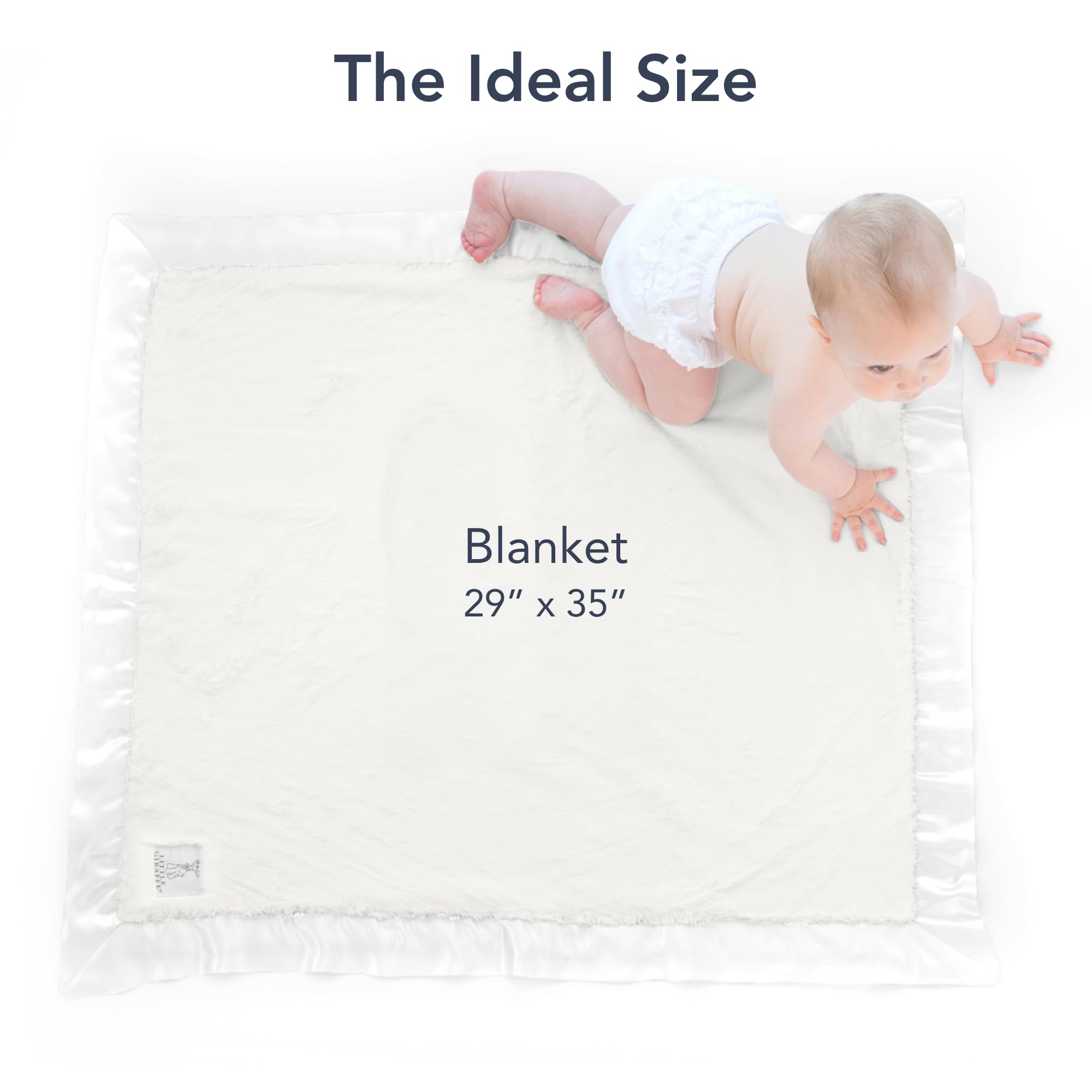 Little Giraffe Baby Blanket - Ultra Soft Luxe Blanket with Satin Trim - 29x35 Inch Cream Baby Stroller & Nursery Blanket - Perfect Newborn Gift & Essential for Swaddling, Cuddling & Photo Shoots