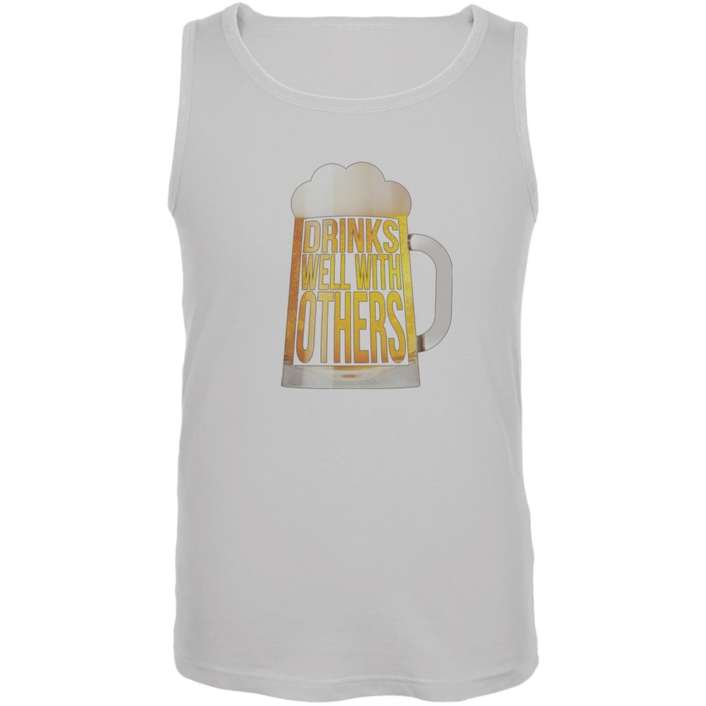 Funny White Adult Tank Top - 'Drinks Well with Others' Graphic Tee - 5X-Large - Casual Summer Outfit & Party Wear
