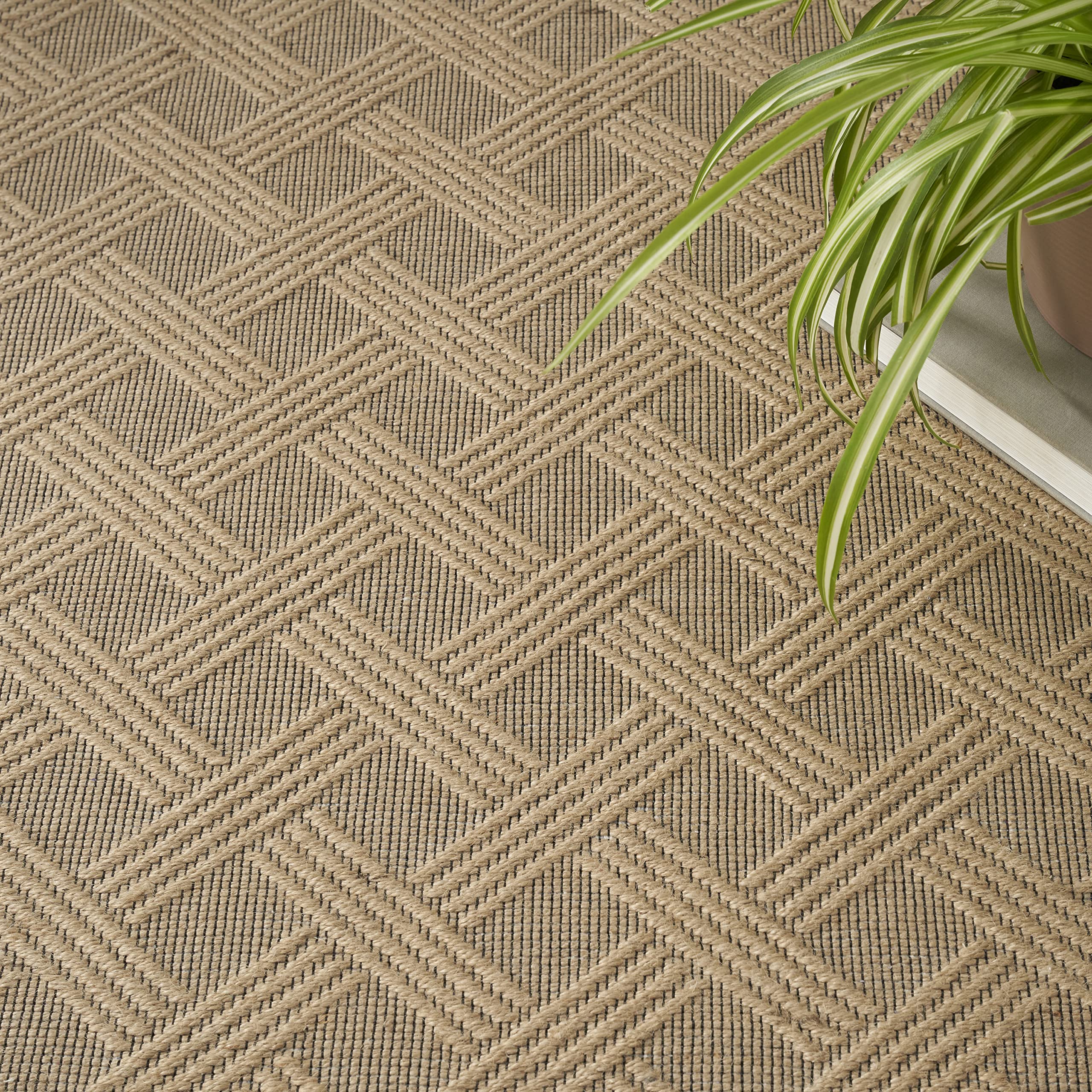 Nourison Washable Jute Geometric Natural 3'11