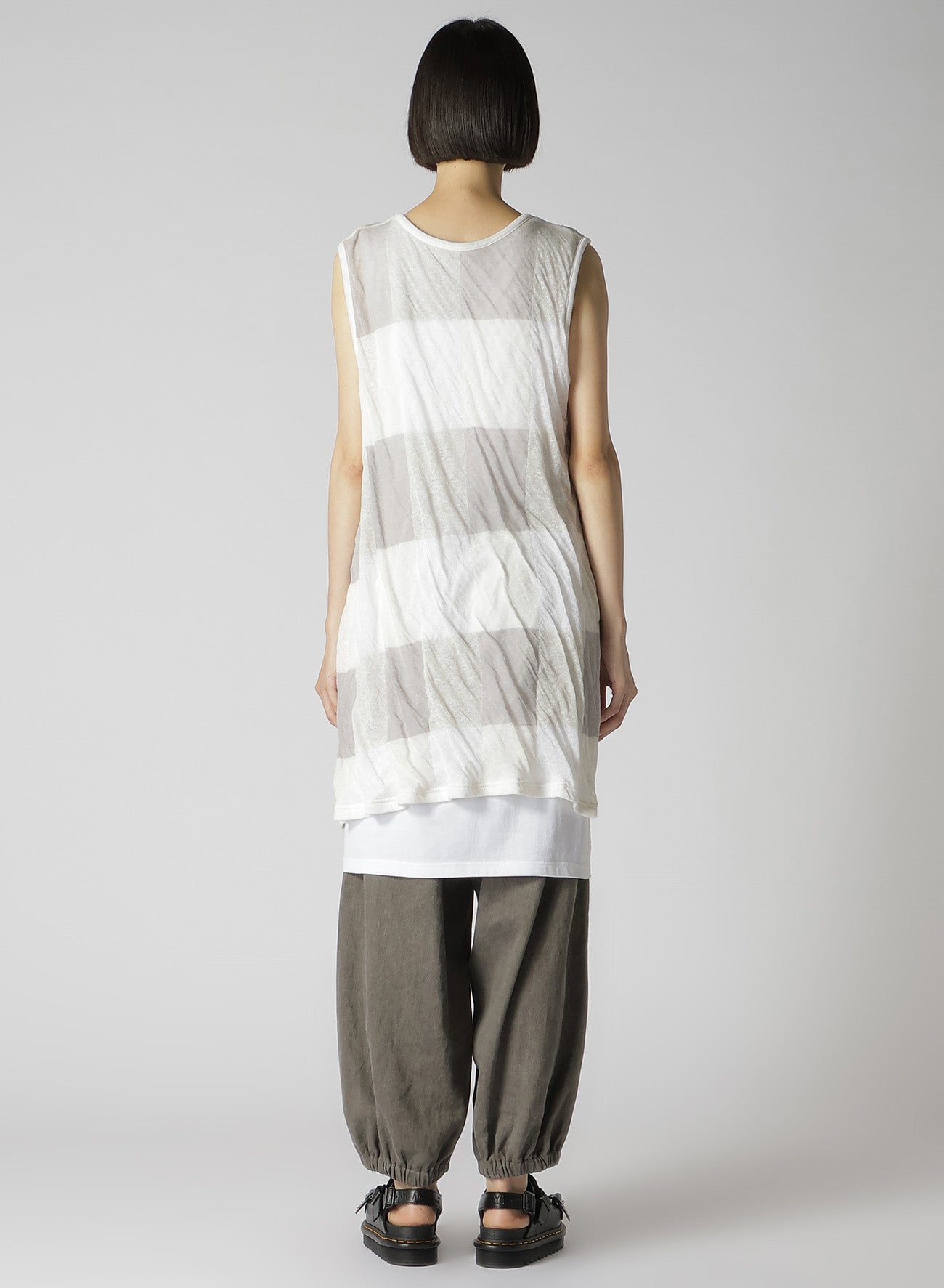 C/LI Block Check JQ Double Front Drape Running T-Shirt - Stylish & Comfortable for Workouts, Jogging, and Casual Wear
